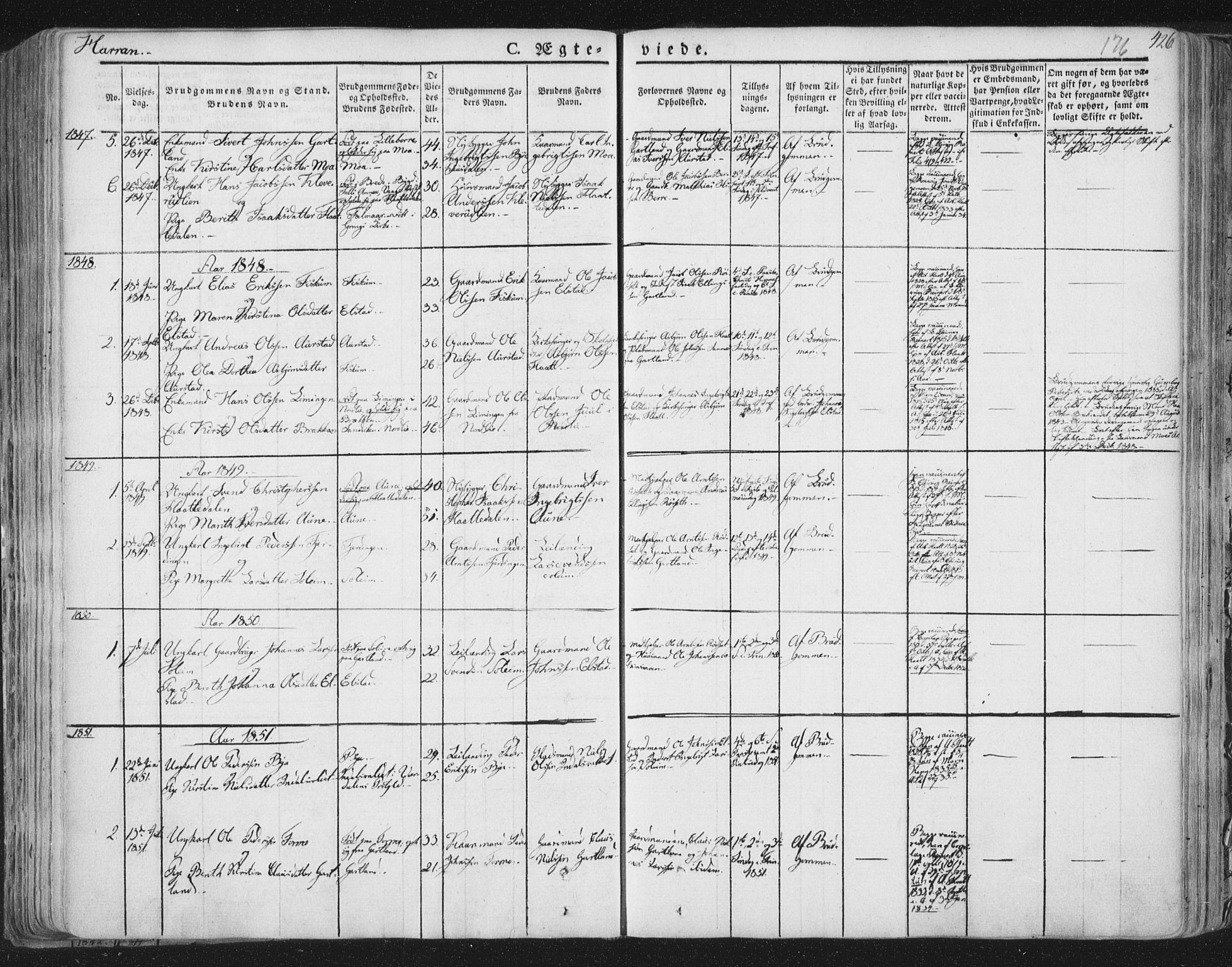 Ministerialprotokoller, klokkerbøker og fødselsregistre - Nord-Trøndelag, SAT/A-1458/758/L0513: Parish register (official) no. 758A02 /3, 1839-1868, p. 176