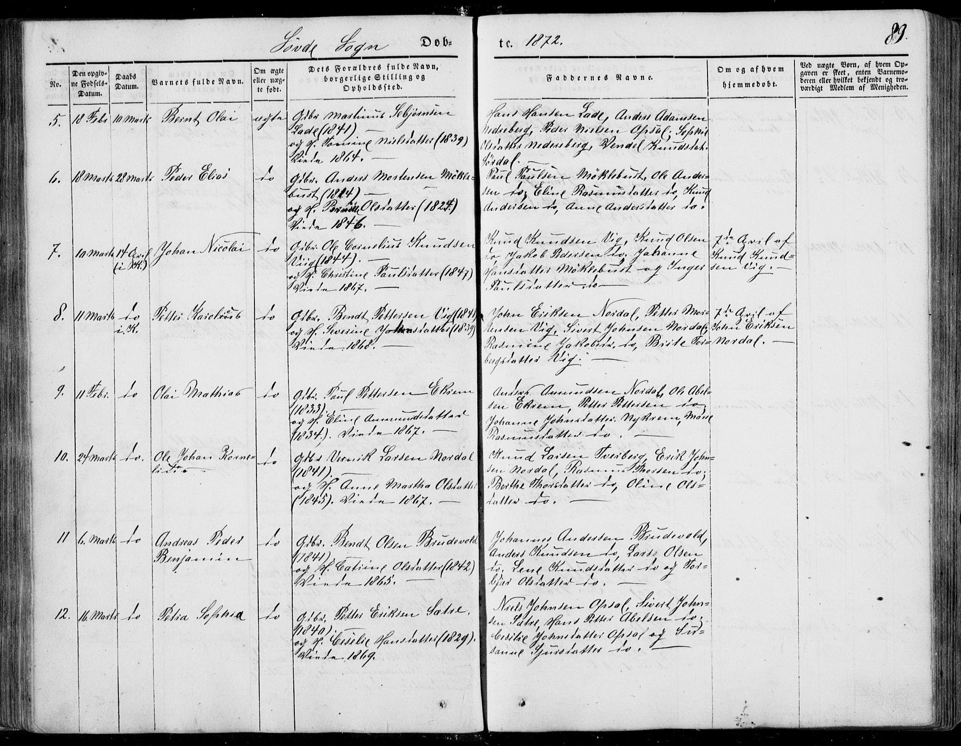 Ministerialprotokoller, klokkerbøker og fødselsregistre - Møre og Romsdal, SAT/A-1454/502/L0023: Parish register (official) no. 502A01, 1844-1873, p. 89