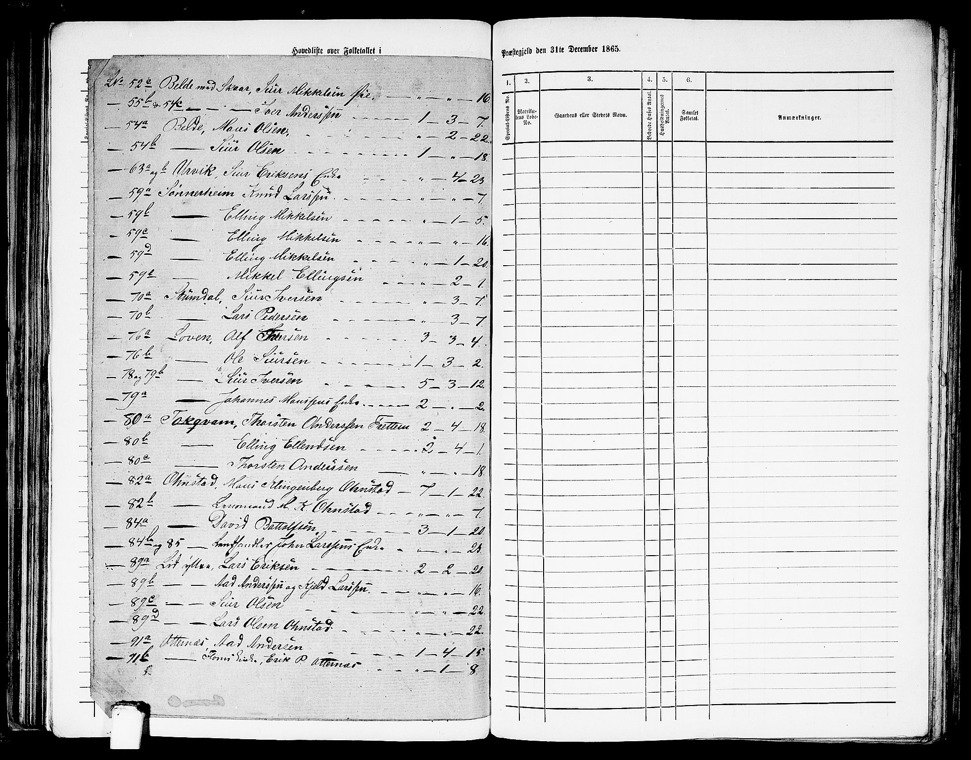 RA, 1865 census for Aurland, 1865, p. 6
