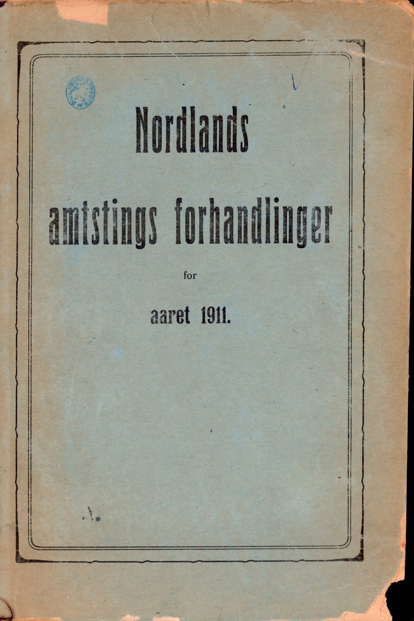 Nordland Fylkeskommune. Fylkestinget, AIN/NFK-17/176/A/Ac/L0034: Fylkestingsforhandlinger 1911, 1911