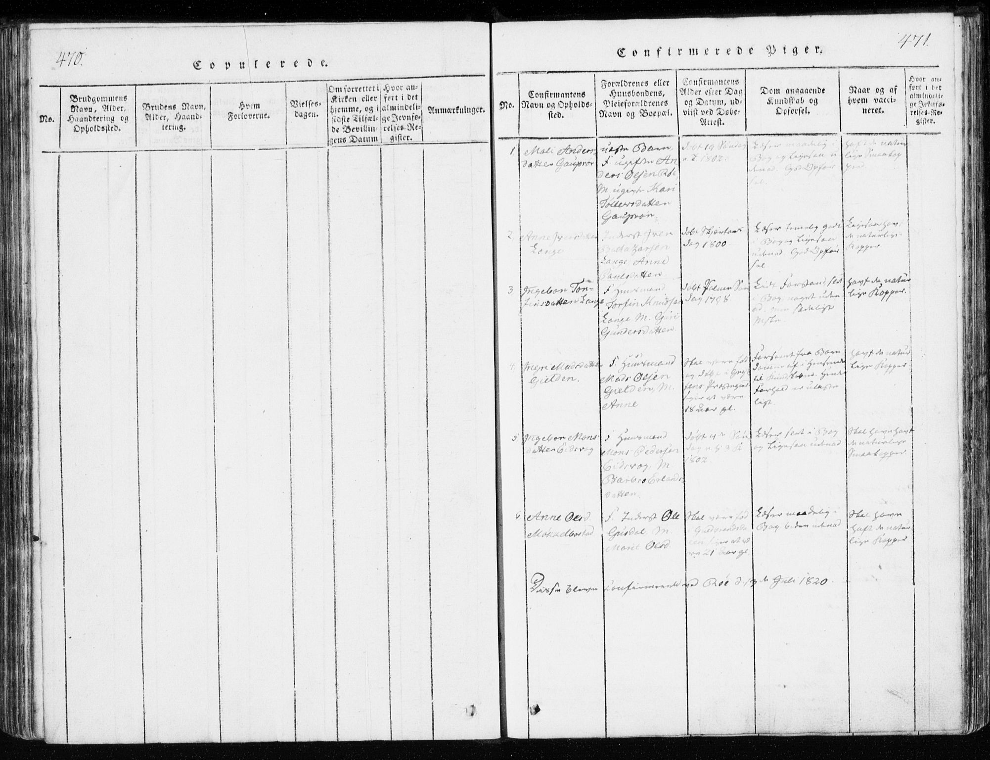 Ministerialprotokoller, klokkerbøker og fødselsregistre - Møre og Romsdal, SAT/A-1454/551/L0623: Parish register (official) no. 551A03, 1818-1831, p. 470-471