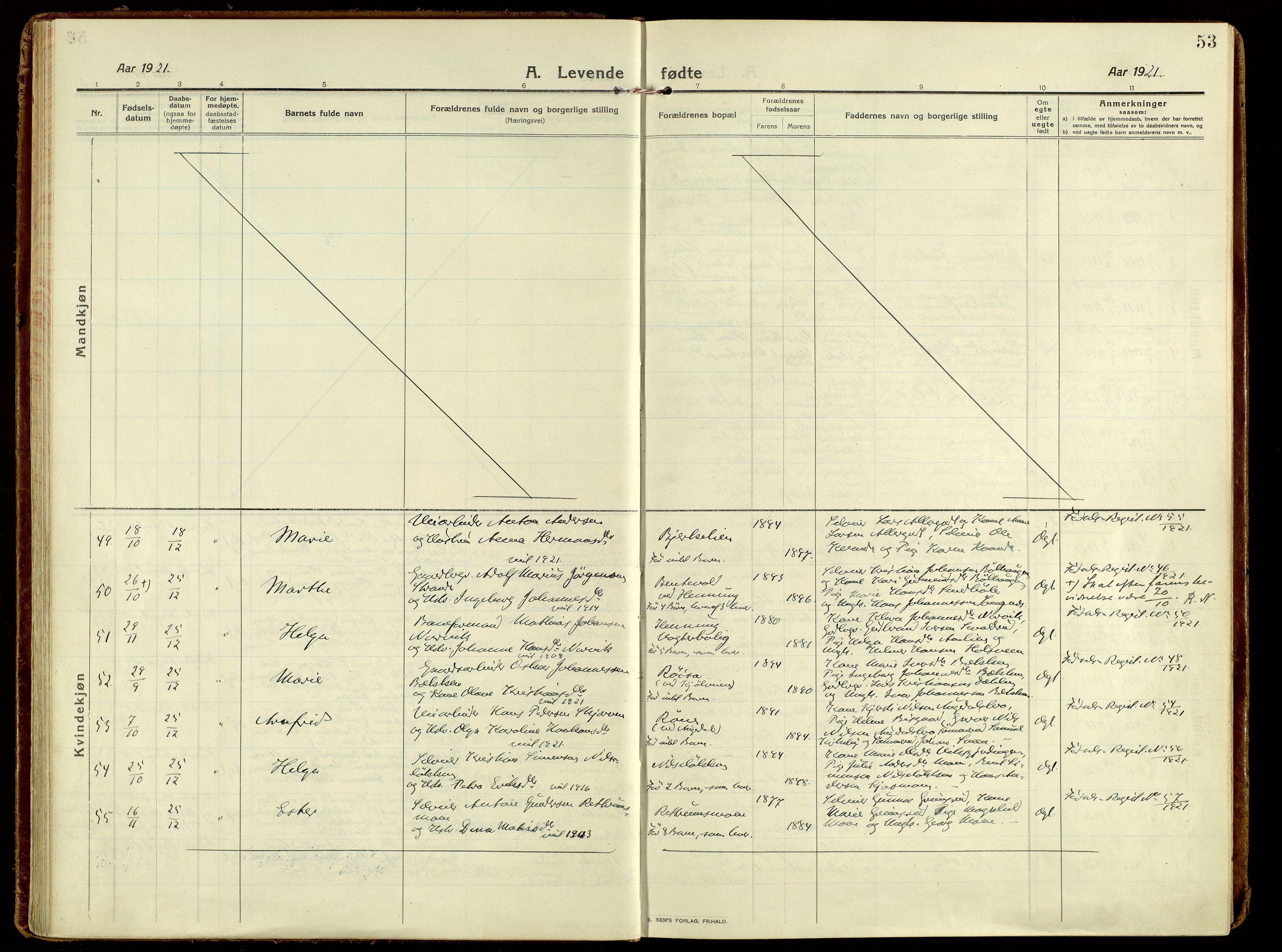 Brandbu prestekontor, AV/SAH-PREST-114/H/Ha/Haa/L0004: Parish register (official) no. 4, 1913-1923, p. 53