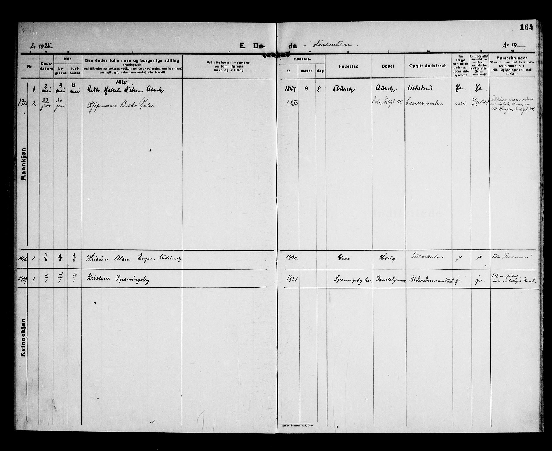 Nittedal prestekontor Kirkebøker, AV/SAO-A-10365a/G/Gb/L0004: Parish register (copy) no. II 4, 1925-1945, p. 164