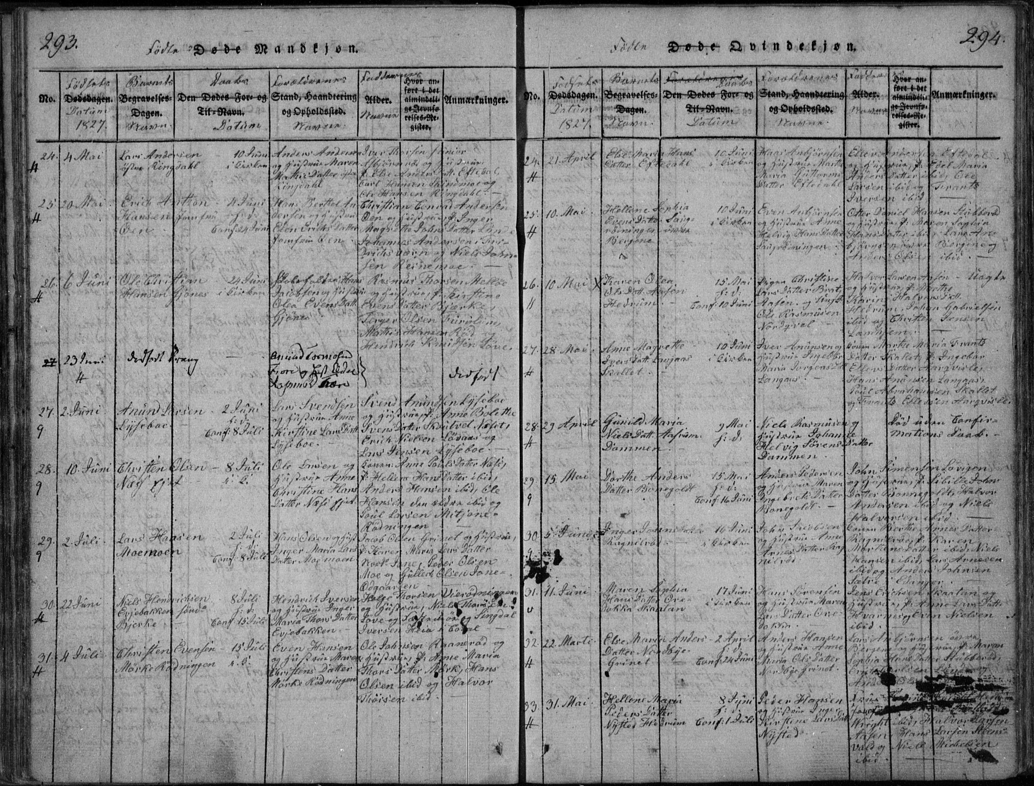 Hedrum kirkebøker, SAKO/A-344/F/Fa/L0004: Parish register (official) no. I 4, 1817-1835, p. 293-294