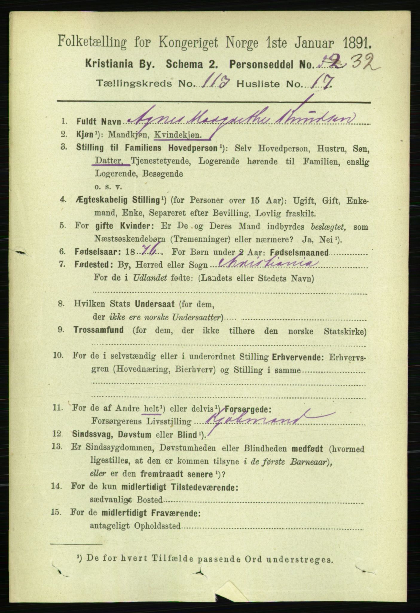 RA, 1891 census for 0301 Kristiania, 1891, p. 60506