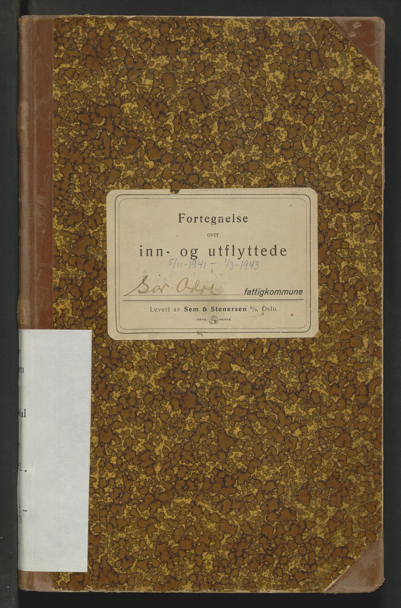 Sør-Odal lensmannskontor, AV/SAH-LHS-022/N/Na/L0002/0003: Protokoller over inn- og utflyttede / Protokoll over inn- og utflyttede, 1941-1943