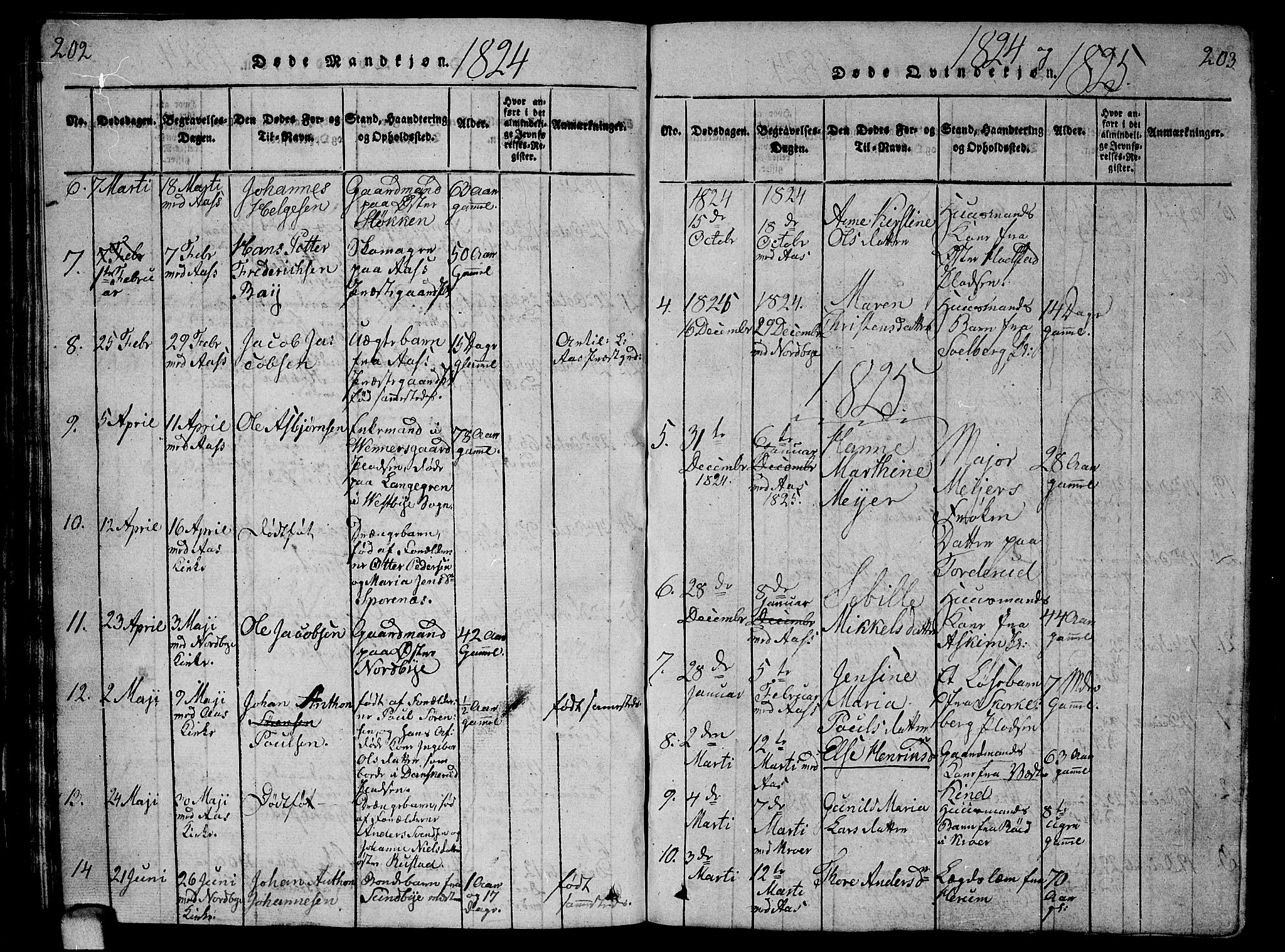 Ås prestekontor Kirkebøker, AV/SAO-A-10894/G/Ga/L0002: Parish register (copy) no. I 2, 1820-1836, p. 202-203