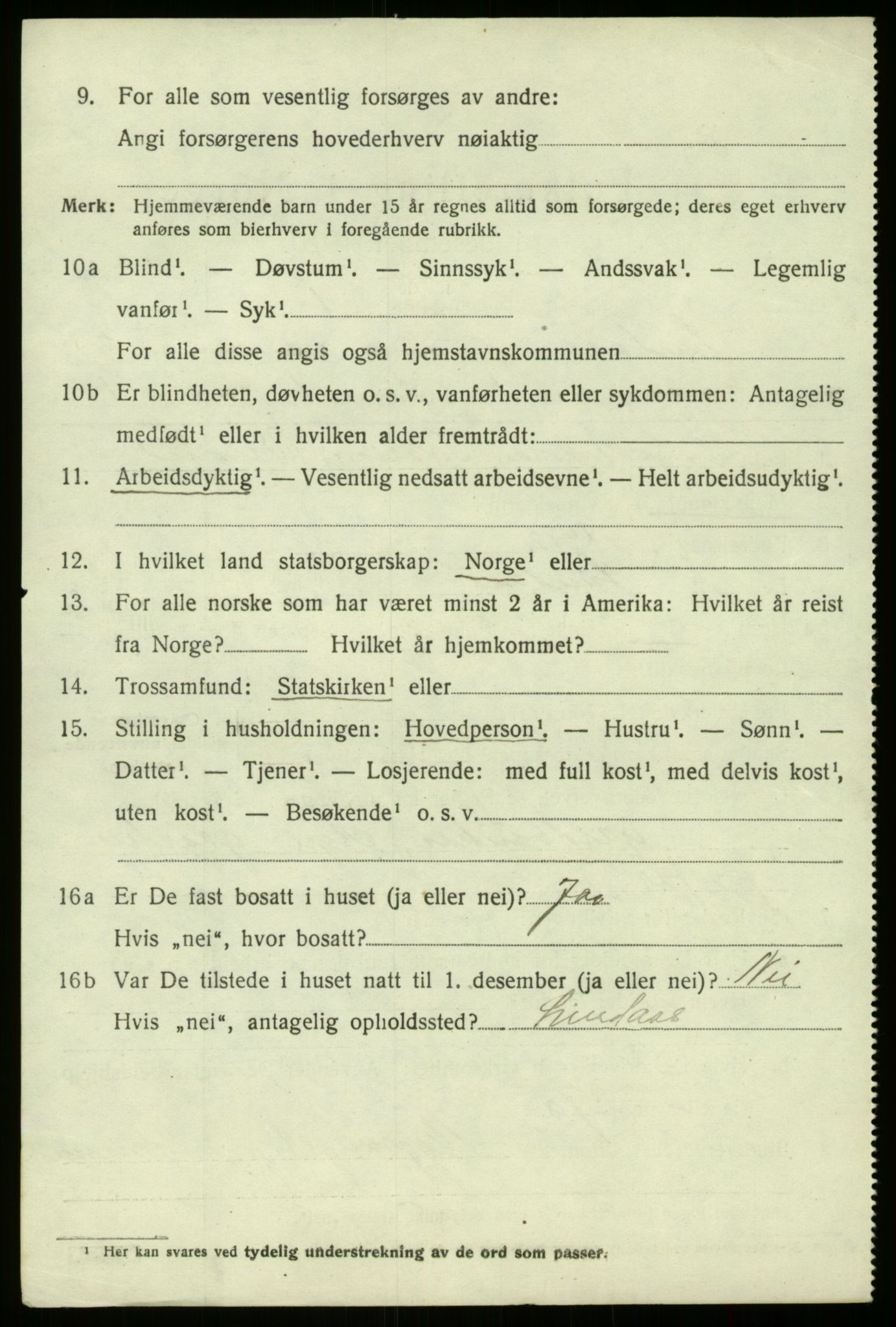 SAB, 1920 census for Lindås, 1920, p. 1924