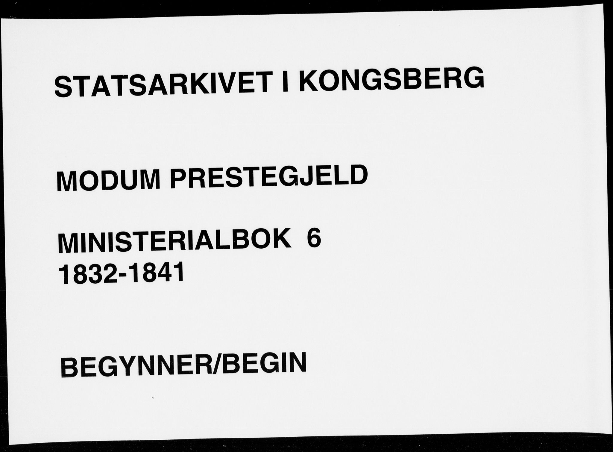 Modum kirkebøker, SAKO/A-234/F/Fa/L0006: Parish register (official) no. 6, 1832-1841