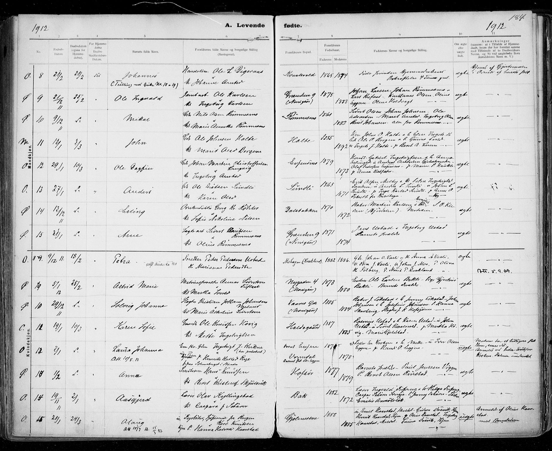 Ministerialprotokoller, klokkerbøker og fødselsregistre - Sør-Trøndelag, SAT/A-1456/668/L0811: Parish register (official) no. 668A11, 1894-1913, p. 184