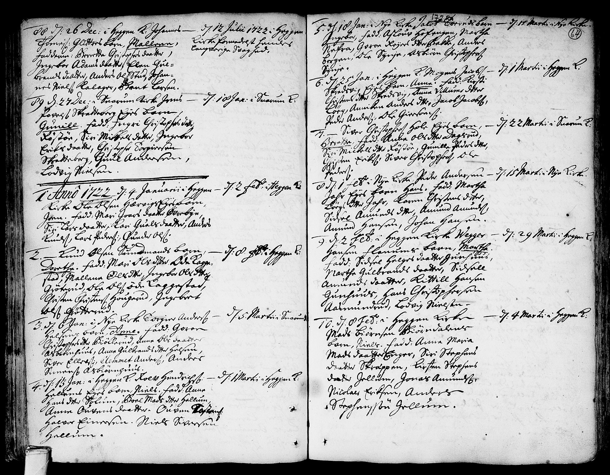 Modum kirkebøker, AV/SAKO-A-234/F/Fa/L0001: Parish register (official) no. 1, 1712-1740, p. 64