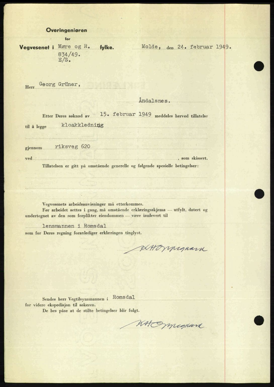 Romsdal sorenskriveri, AV/SAT-A-4149/1/2/2C: Mortgage book no. A29, 1949-1949, Diary no: : 685/1949