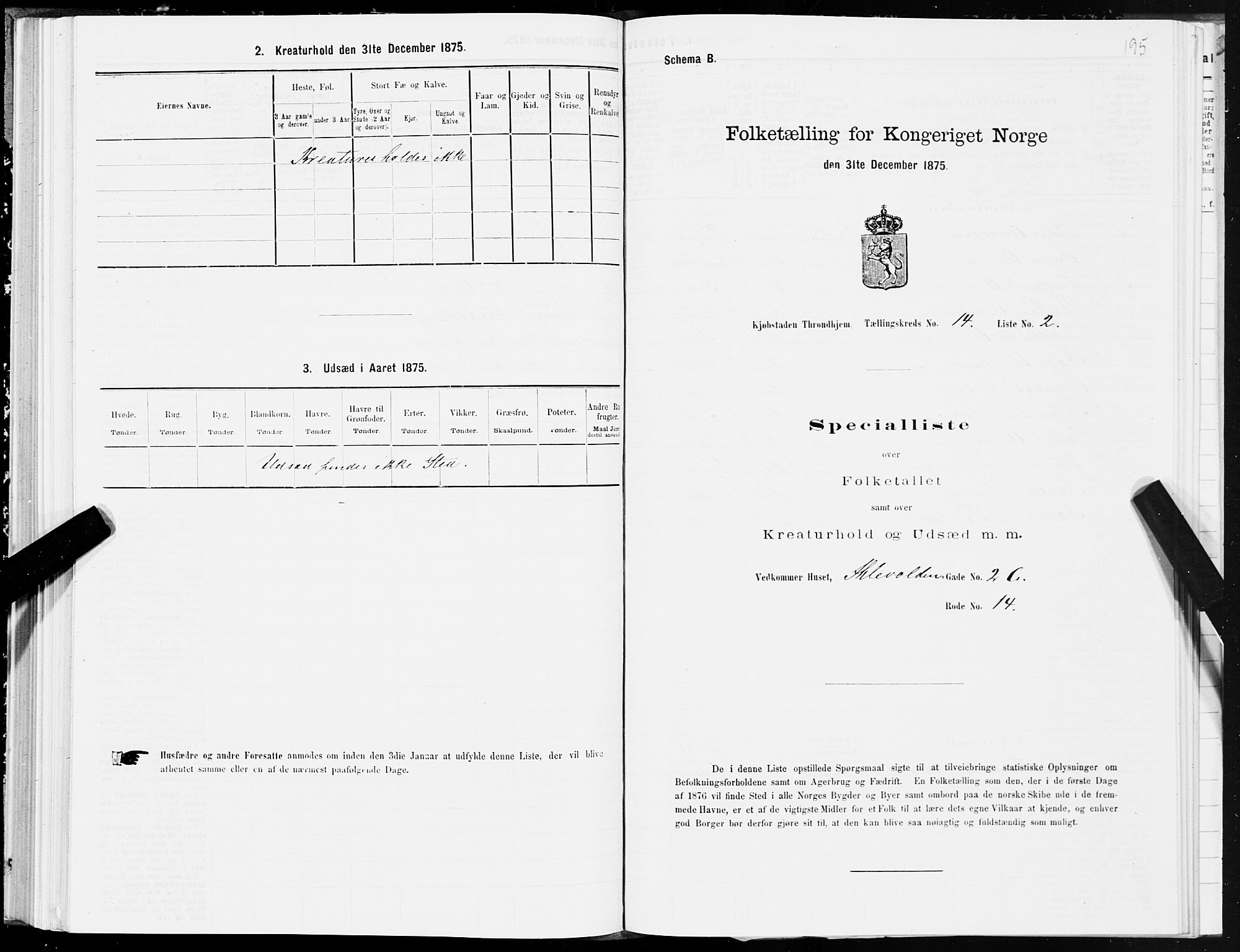 SAT, 1875 census for 1601 Trondheim, 1875, p. 7195