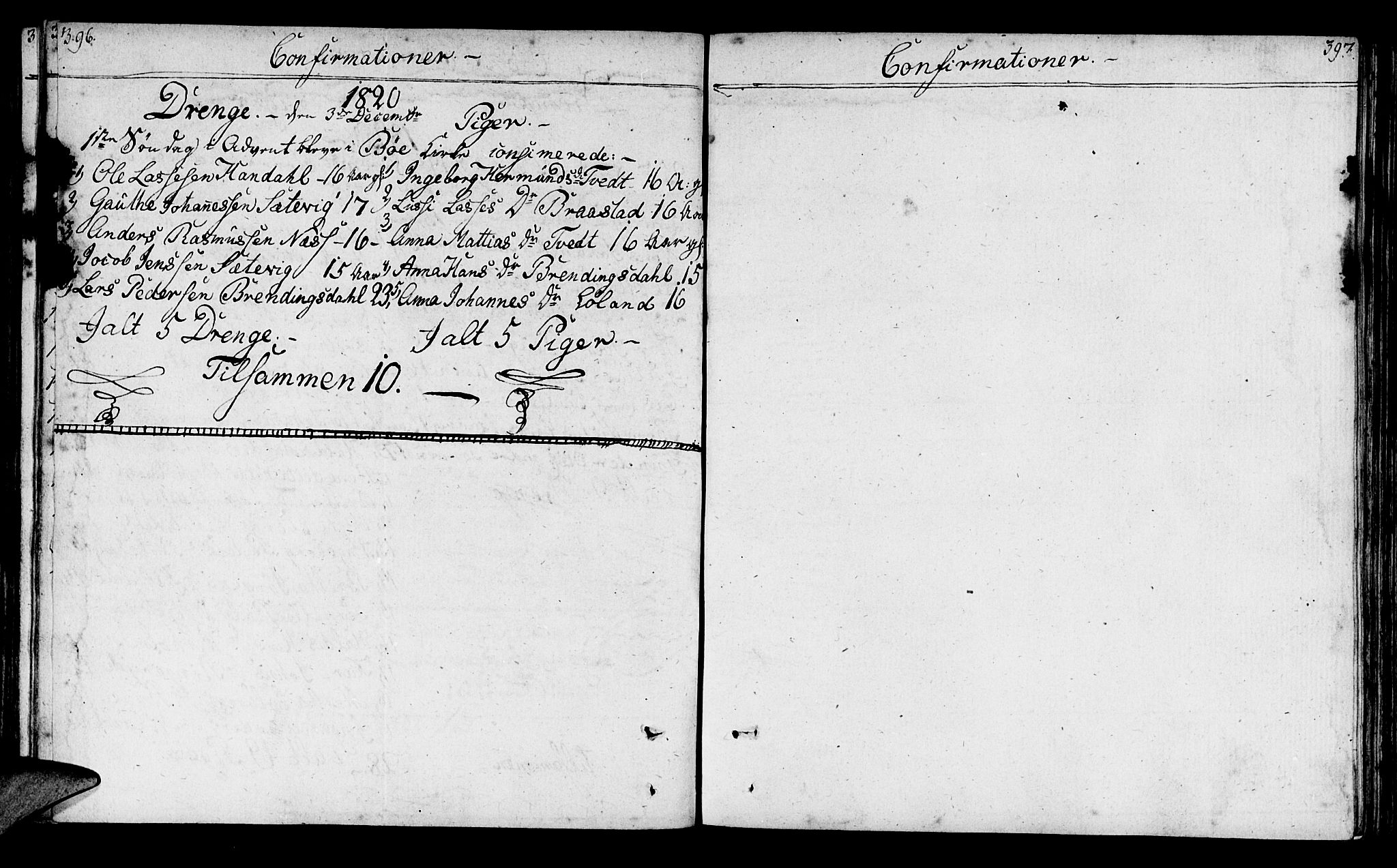 Lavik sokneprestembete, AV/SAB-A-80901: Parish register (official) no. A 1, 1809-1822, p. 396-397