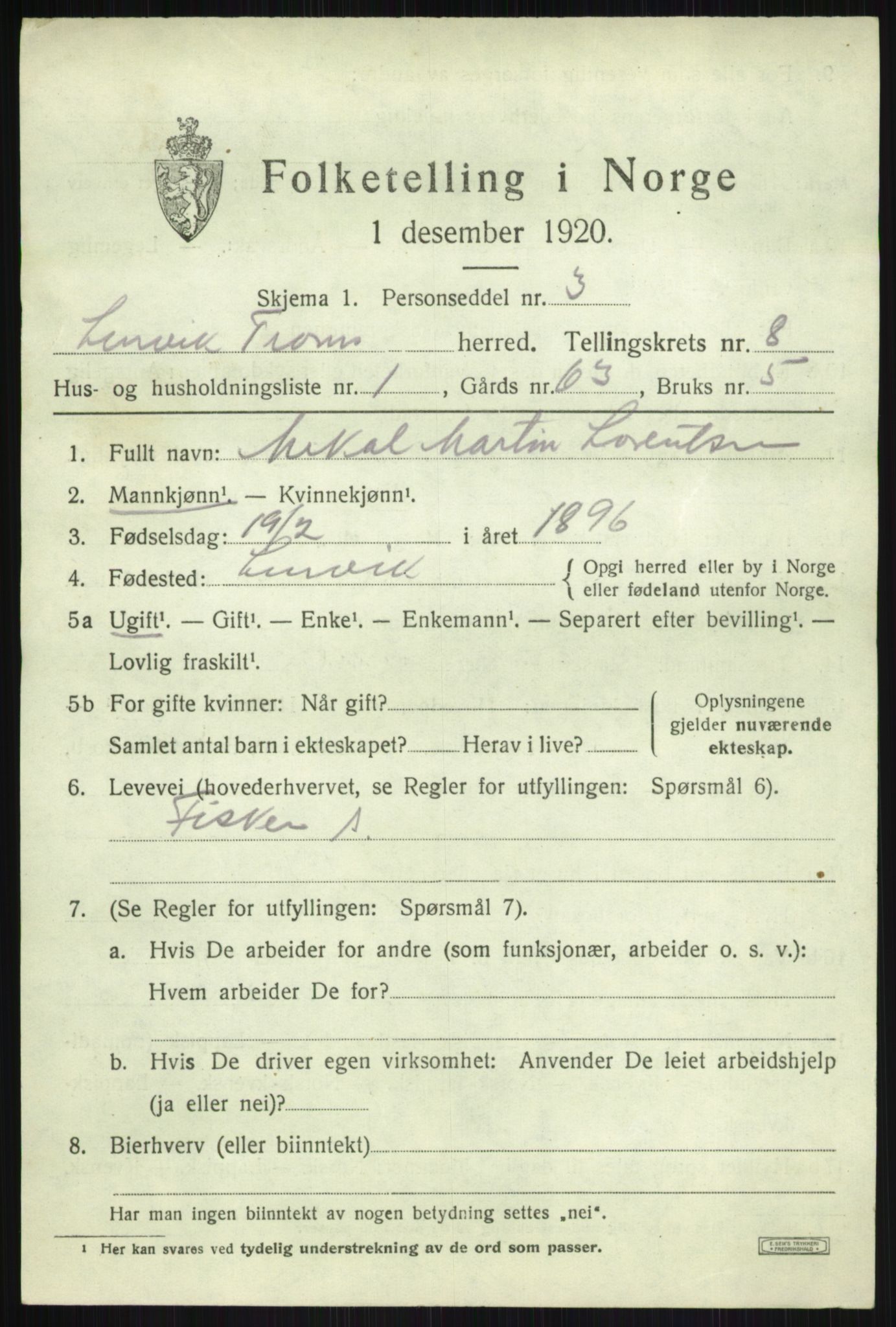 SATØ, 1920 census for Lenvik, 1920, p. 10944