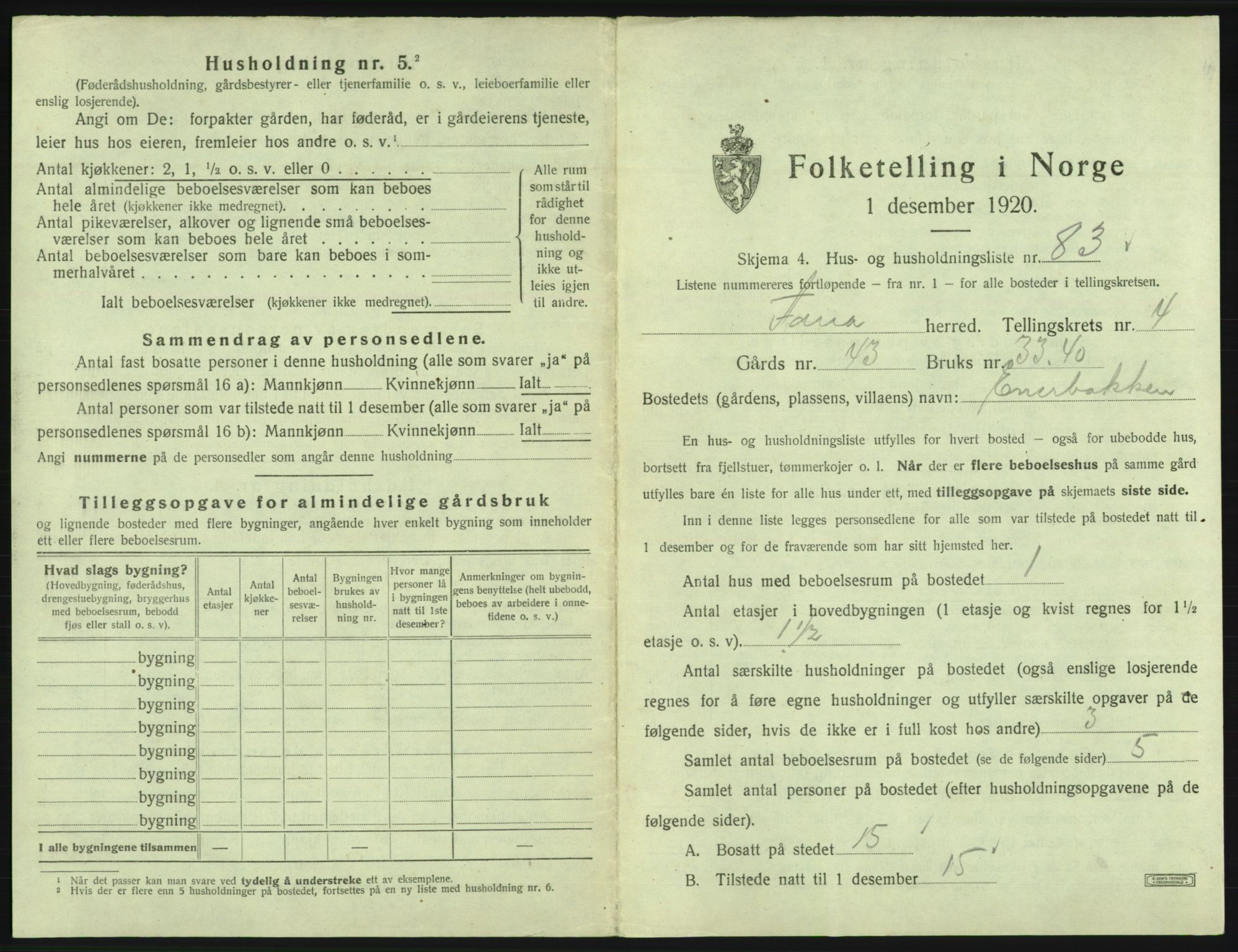 SAB, 1920 census for Fana, 1920, p. 519