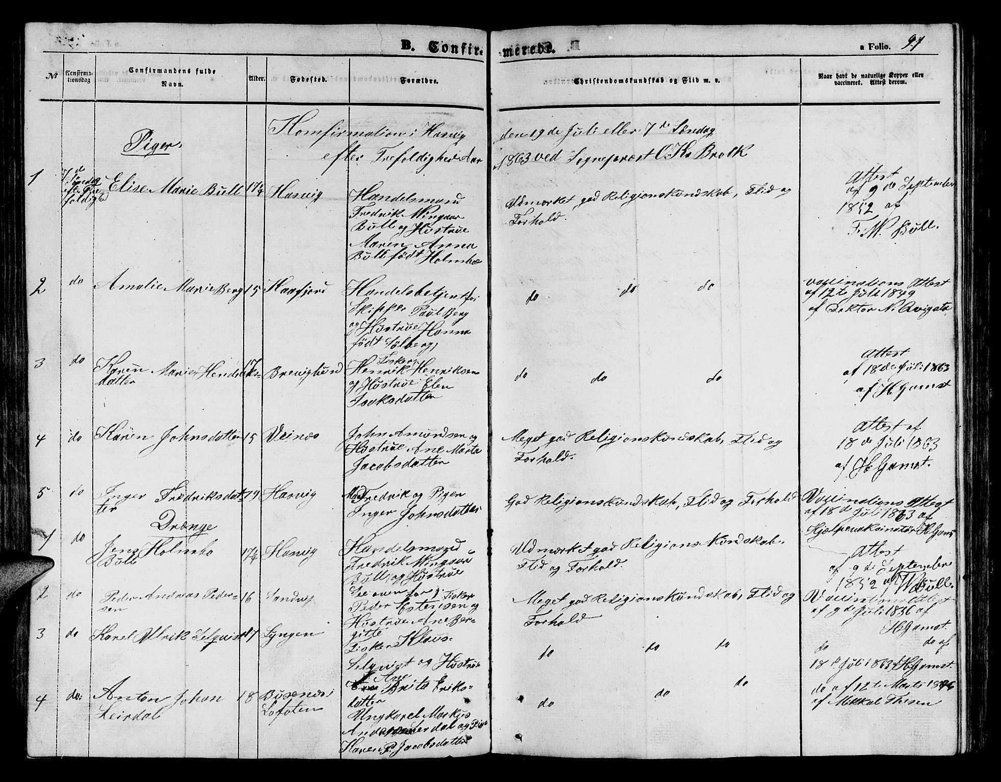 Loppa sokneprestkontor, AV/SATØ-S-1339/H/Hb/L0003klokker: Parish register (copy) no. 3, 1853-1880, p. 91