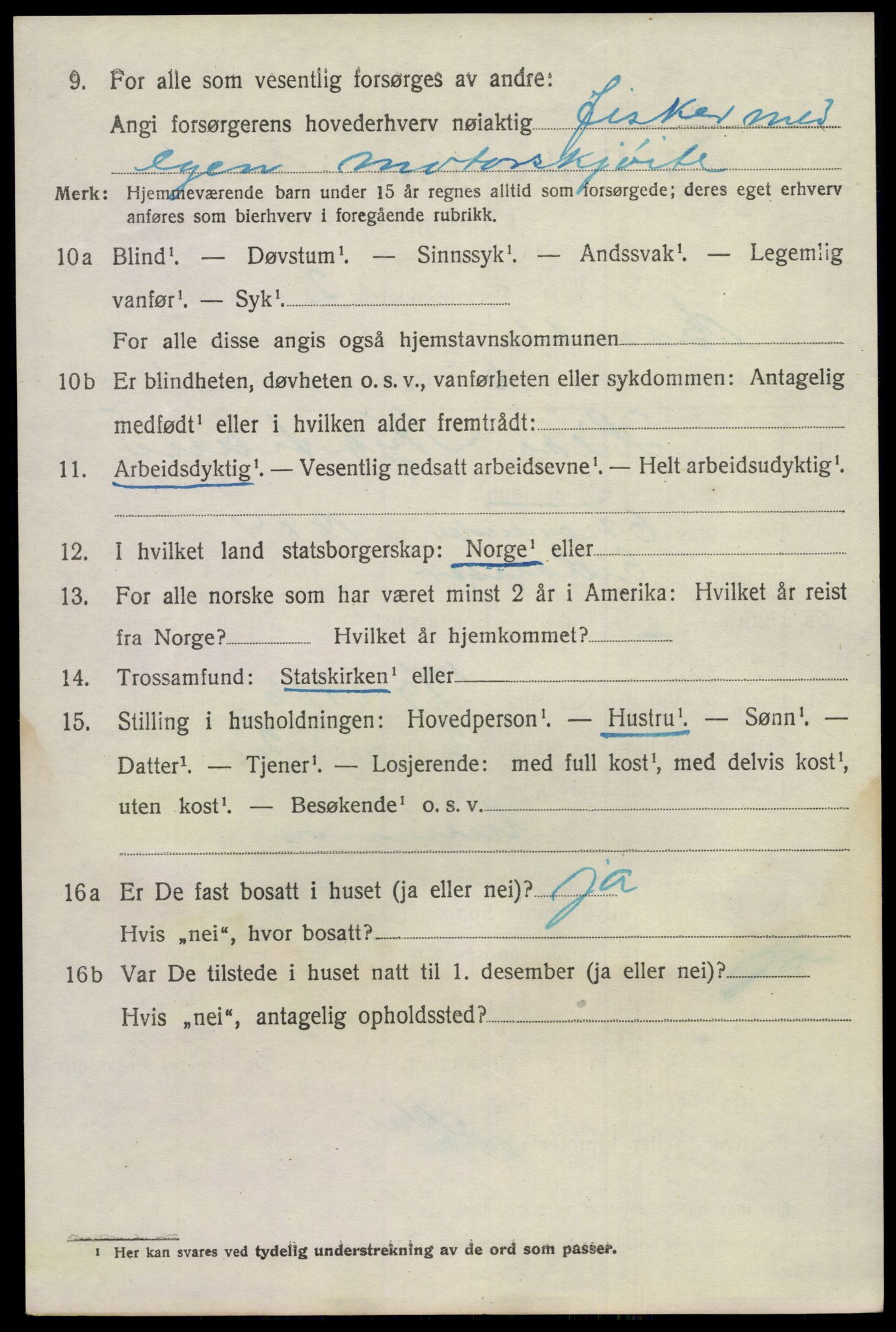 SAKO, 1920 census for Bamble, 1920, p. 5926