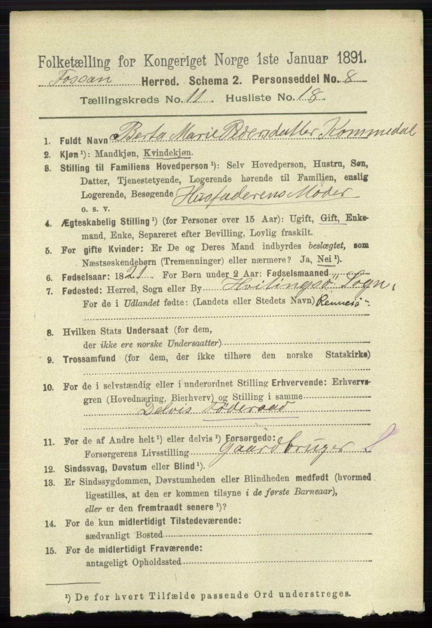 RA, 1891 census for 1129 Forsand, 1891, p. 1914