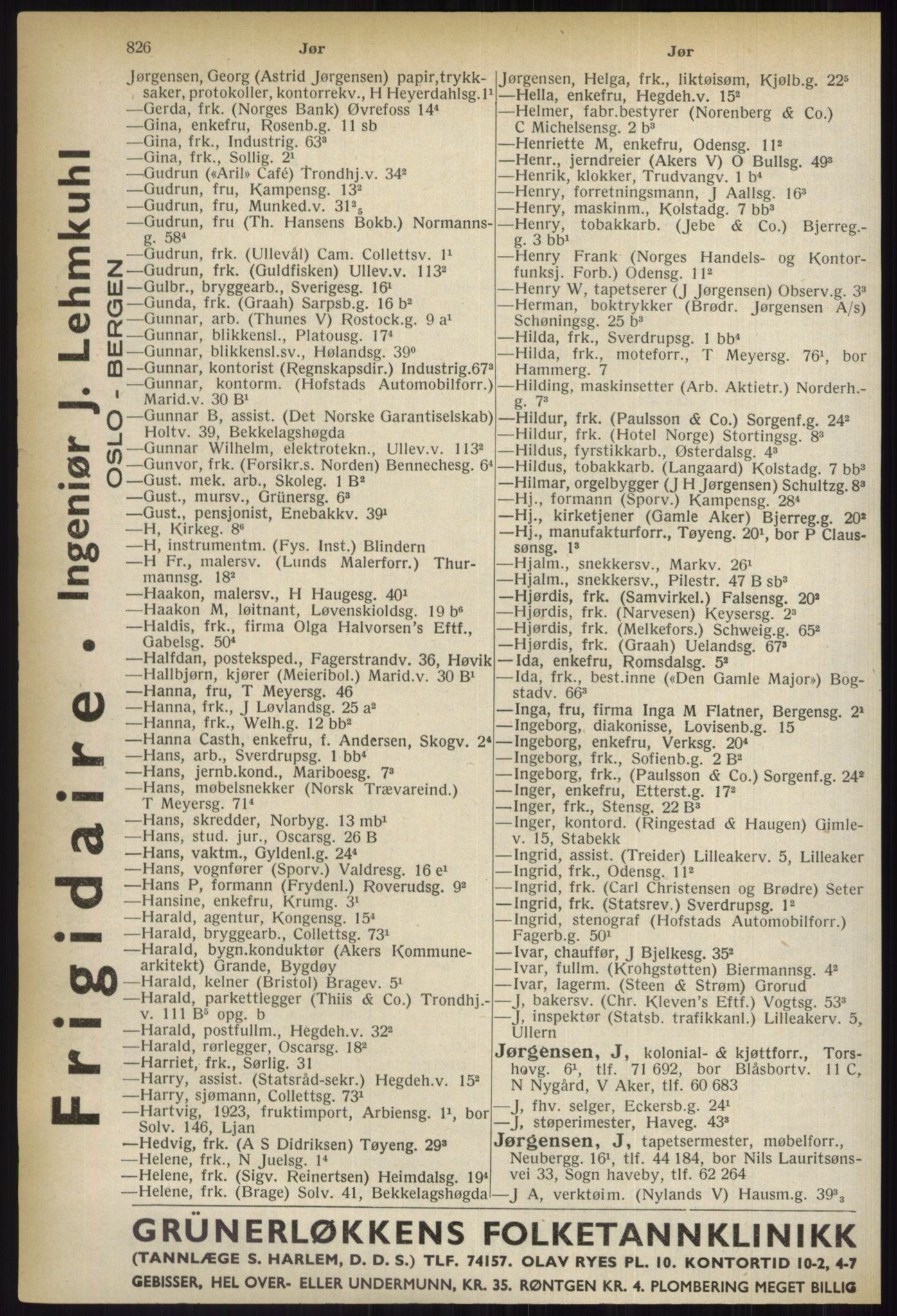 Kristiania/Oslo adressebok, PUBL/-, 1937, p. 826