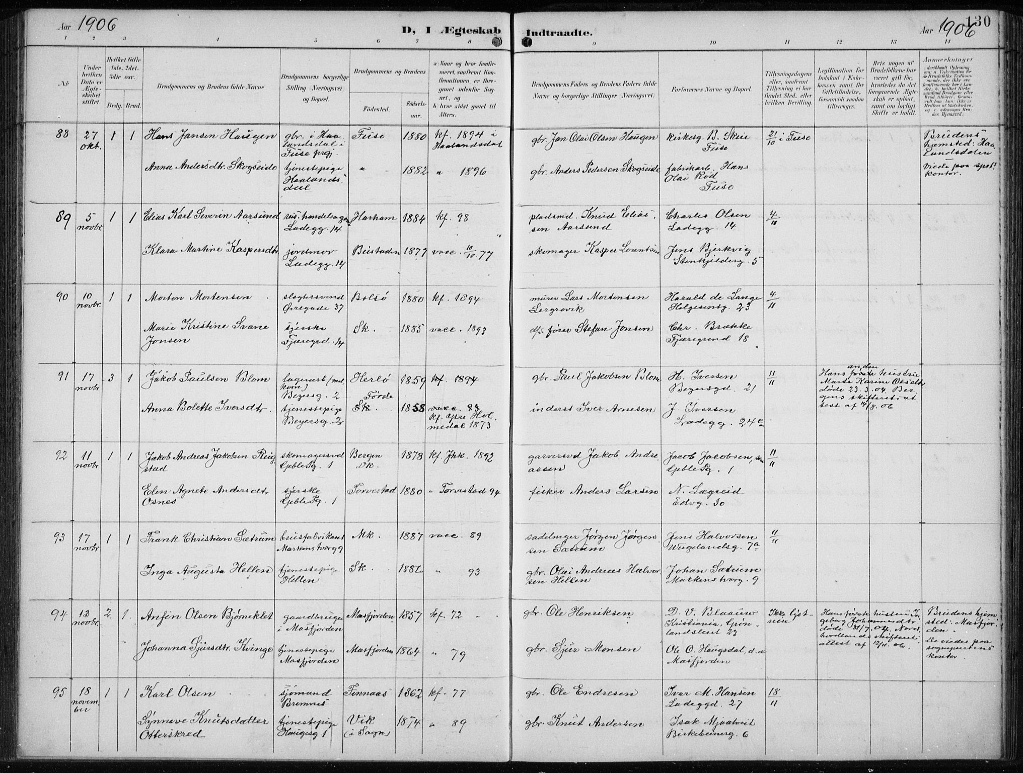 Sandviken Sokneprestembete, AV/SAB-A-77601/H/Ha/L0014: Parish register (official) no. D 1, 1896-1911, p. 130