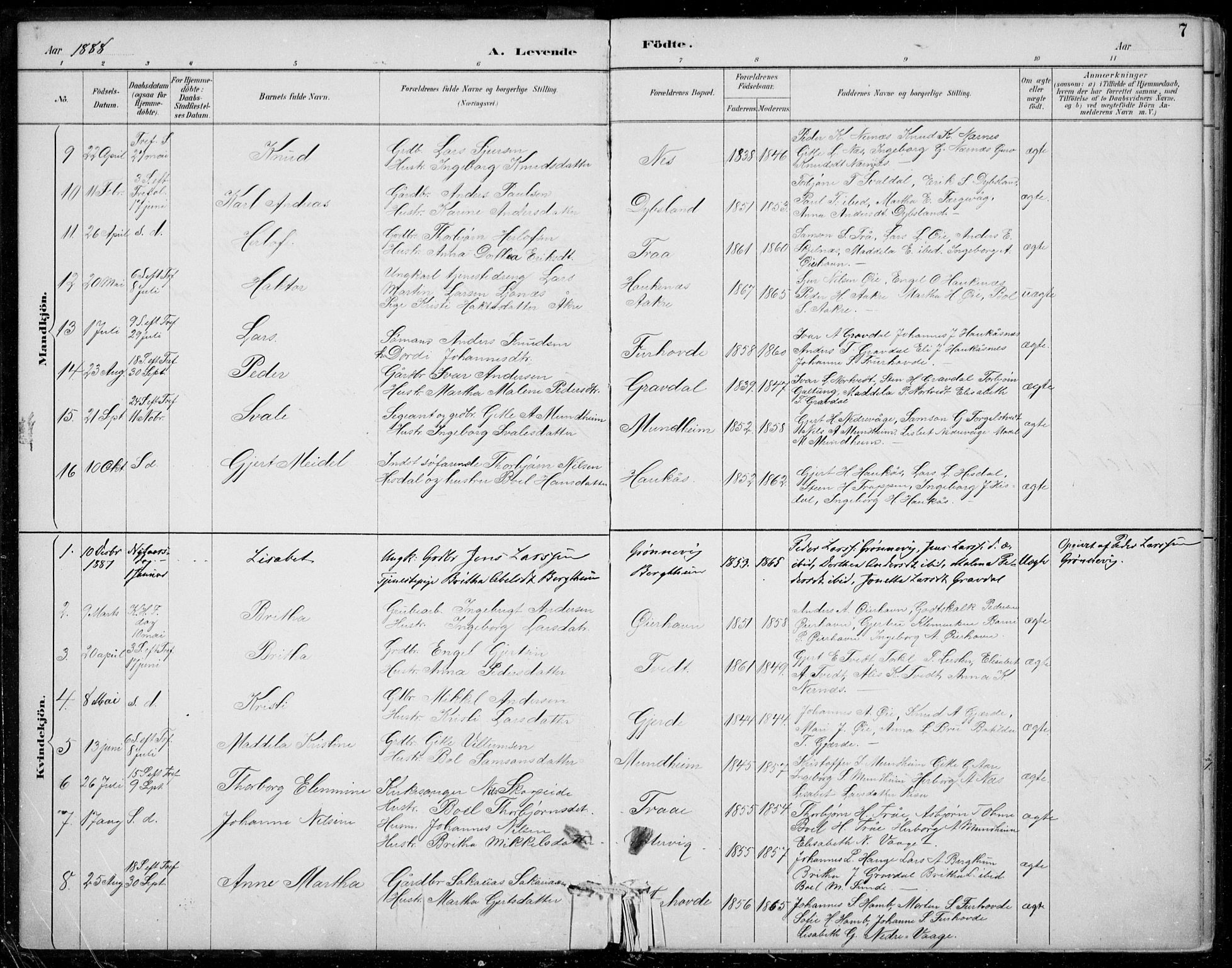 Strandebarm sokneprestembete, AV/SAB-A-78401/H/Haa: Parish register (official) no. D  1, 1886-1912, p. 7