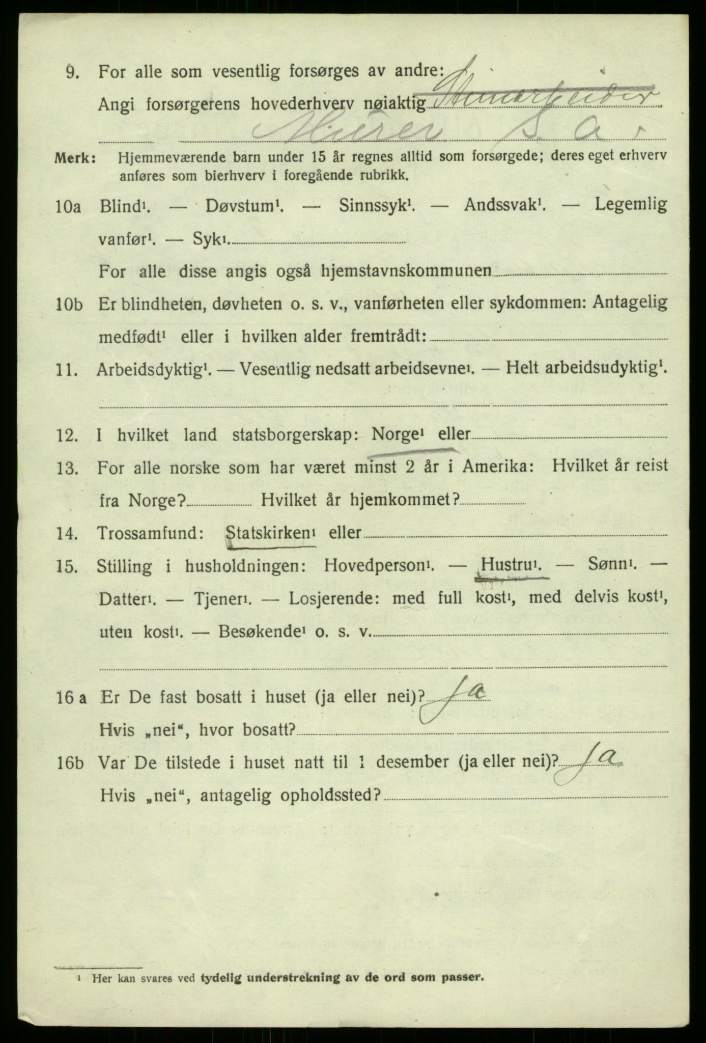 SAB, 1920 census for Kvam, 1920, p. 5160