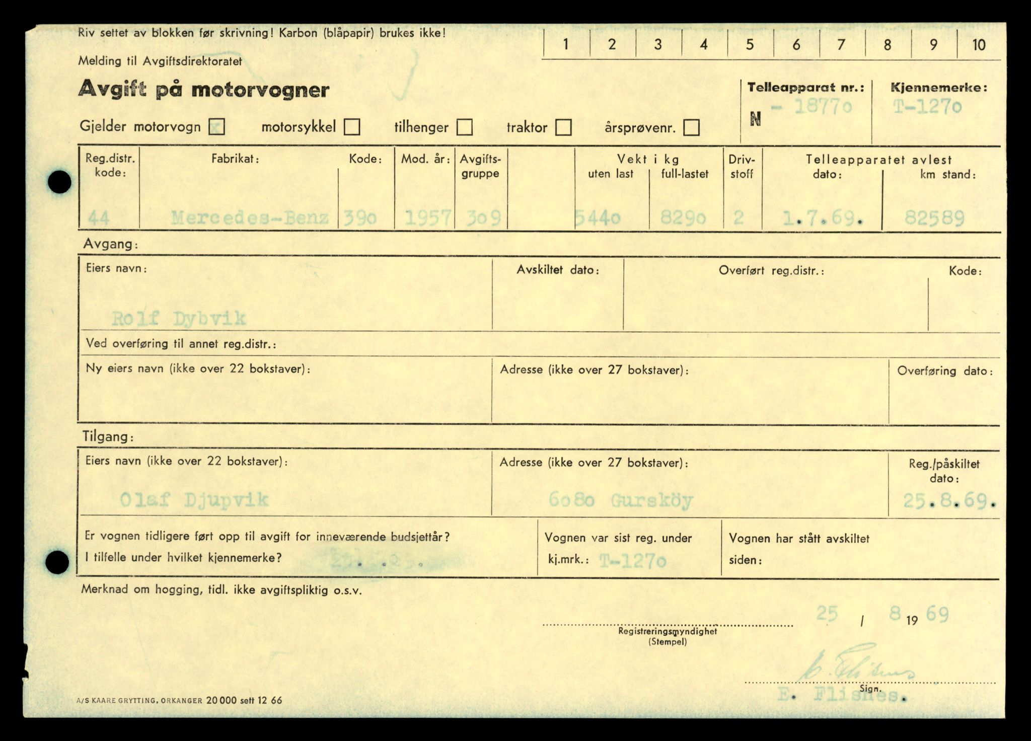 Møre og Romsdal vegkontor - Ålesund trafikkstasjon, AV/SAT-A-4099/F/Fe/L0011: Registreringskort for kjøretøy T 1170 - T 1289, 1927-1998, p. 2666