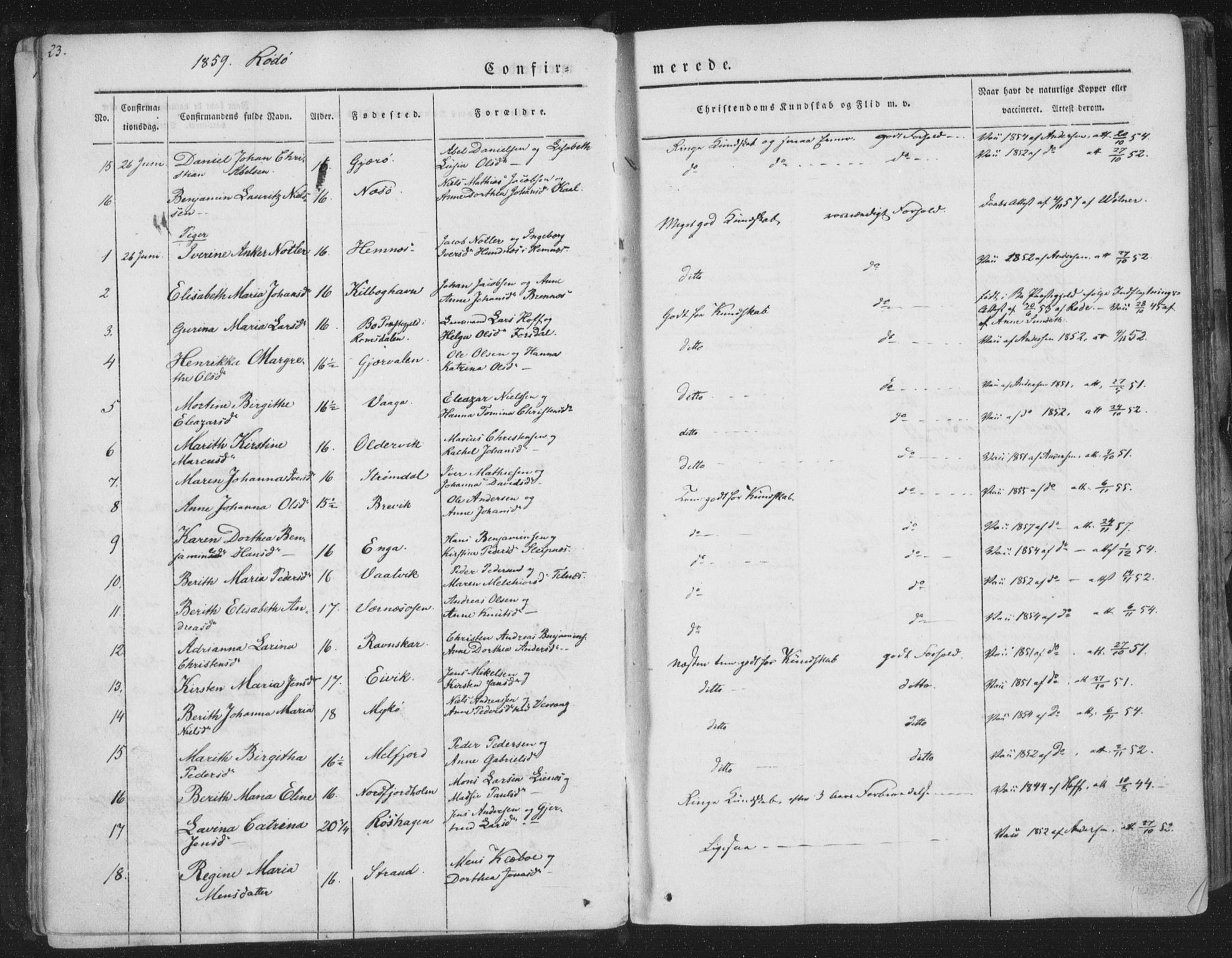 Ministerialprotokoller, klokkerbøker og fødselsregistre - Nordland, AV/SAT-A-1459/841/L0604: Parish register (official) no. 841A09 /1, 1845-1862, p. 23
