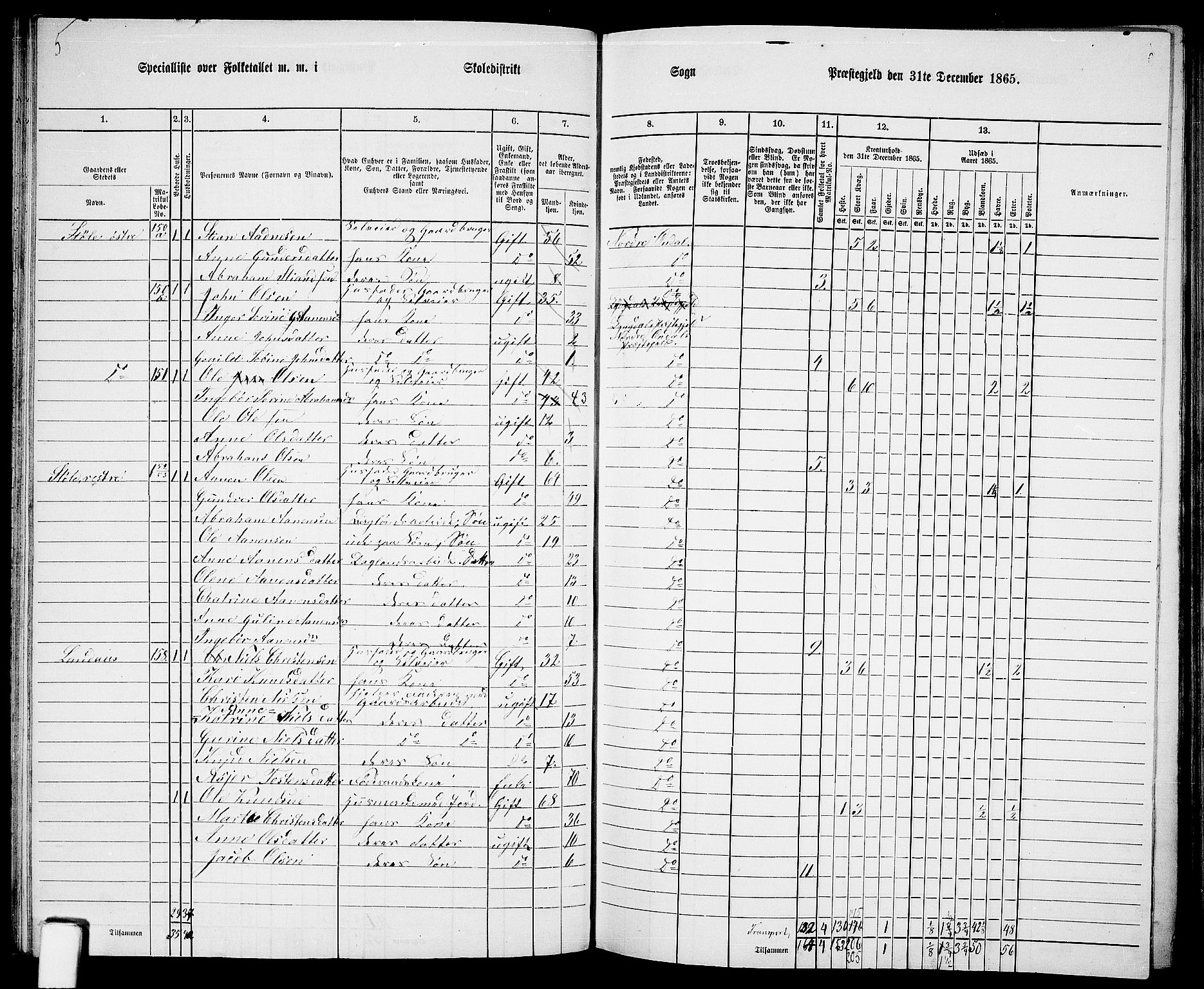 RA, 1865 census for Nord-Audnedal, 1865, p. 46