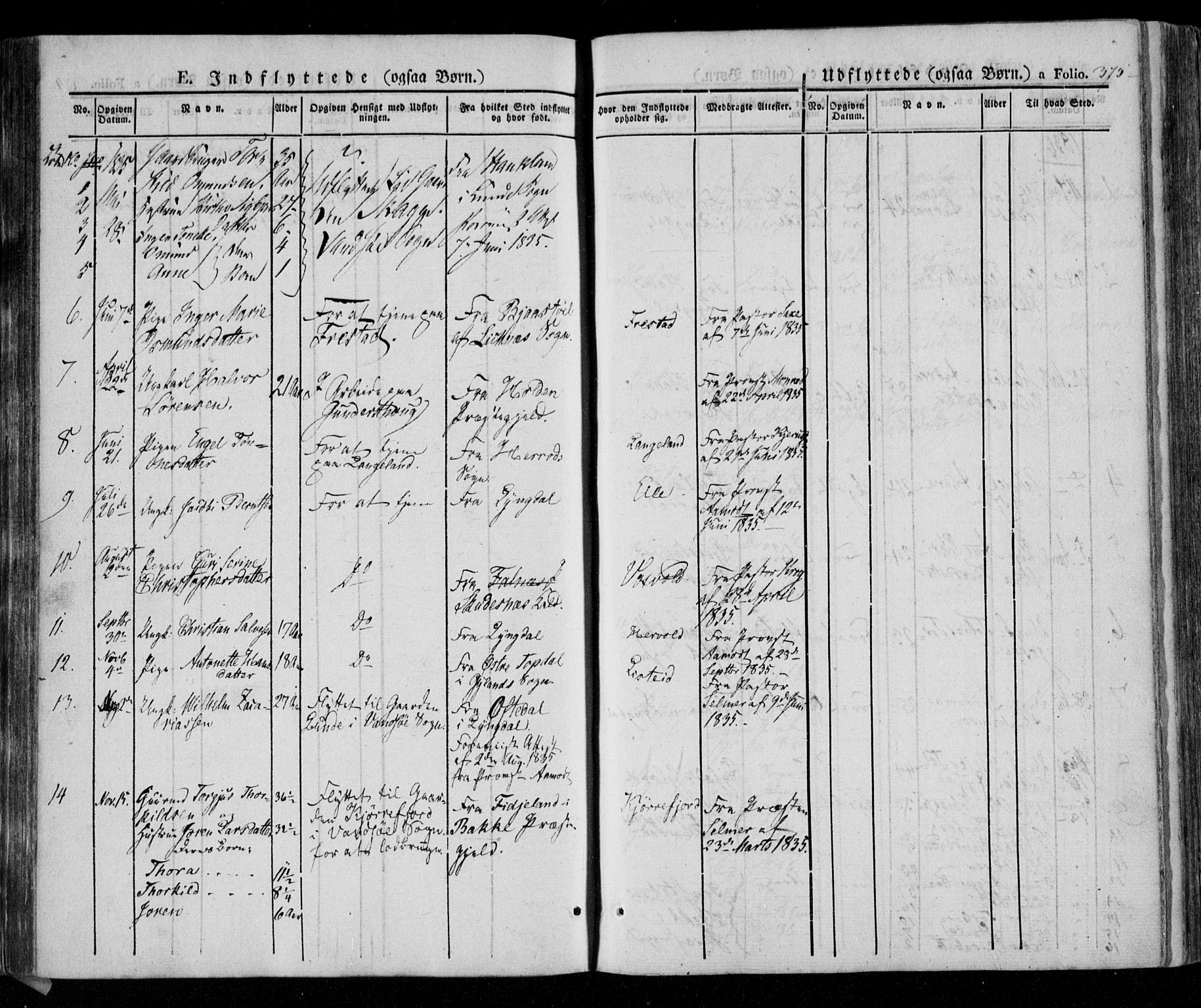 Lista sokneprestkontor, AV/SAK-1111-0027/F/Fa/L0009: Parish register (official) no. A 9, 1835-1846, p. 375