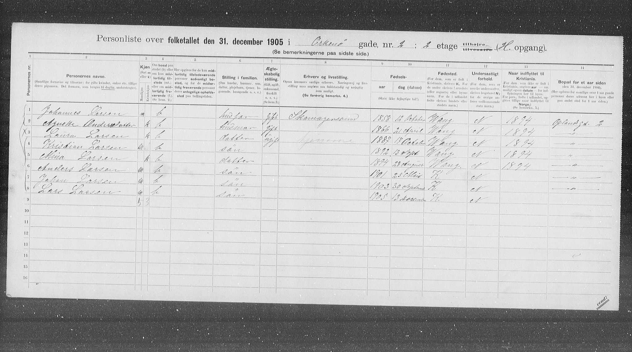 OBA, Municipal Census 1905 for Kristiania, 1905, p. 39911