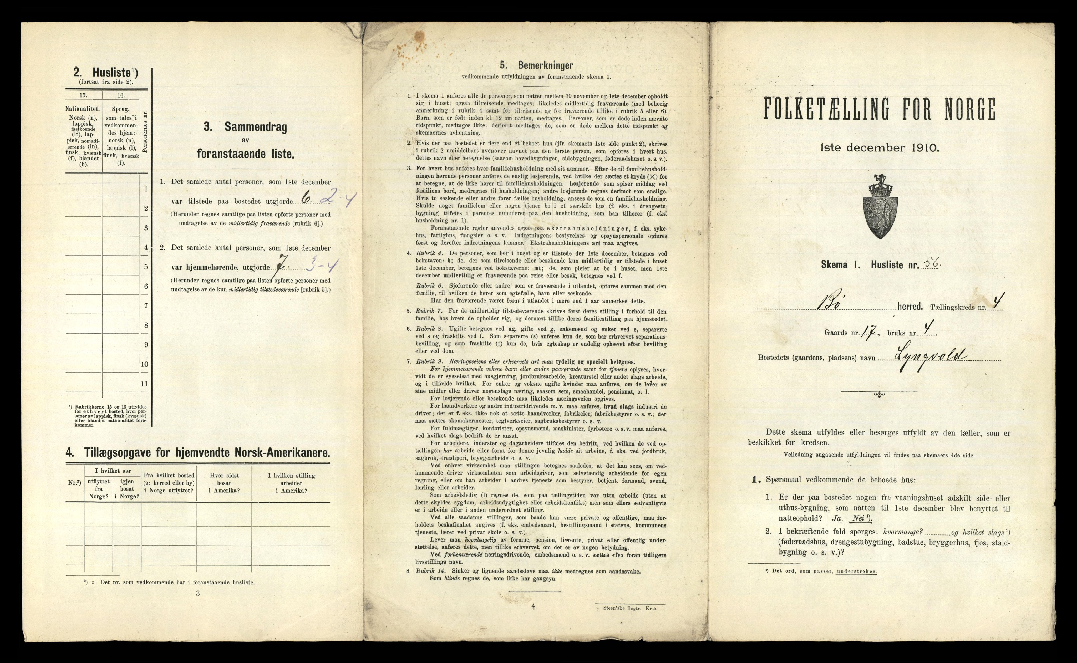 RA, 1910 census for Bø, 1910, p. 565