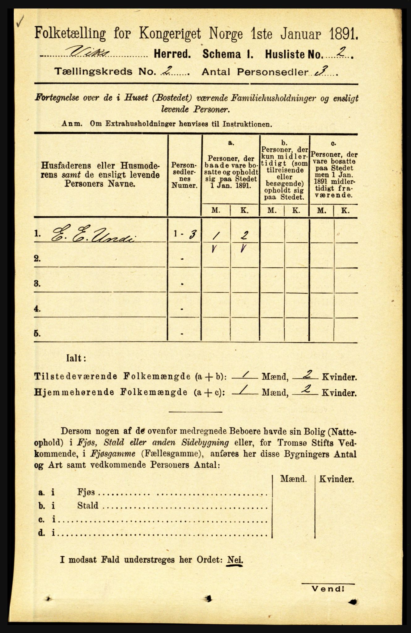 RA, 1891 census for 1417 Vik, 1891, p. 615