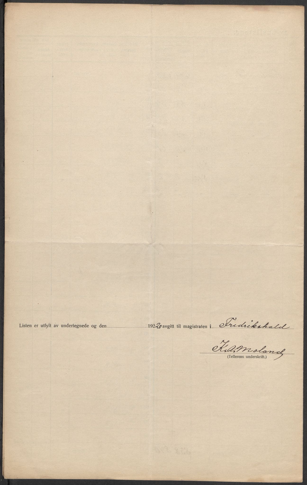 SAO, 1920 census for Fredrikshald, 1920, p. 65