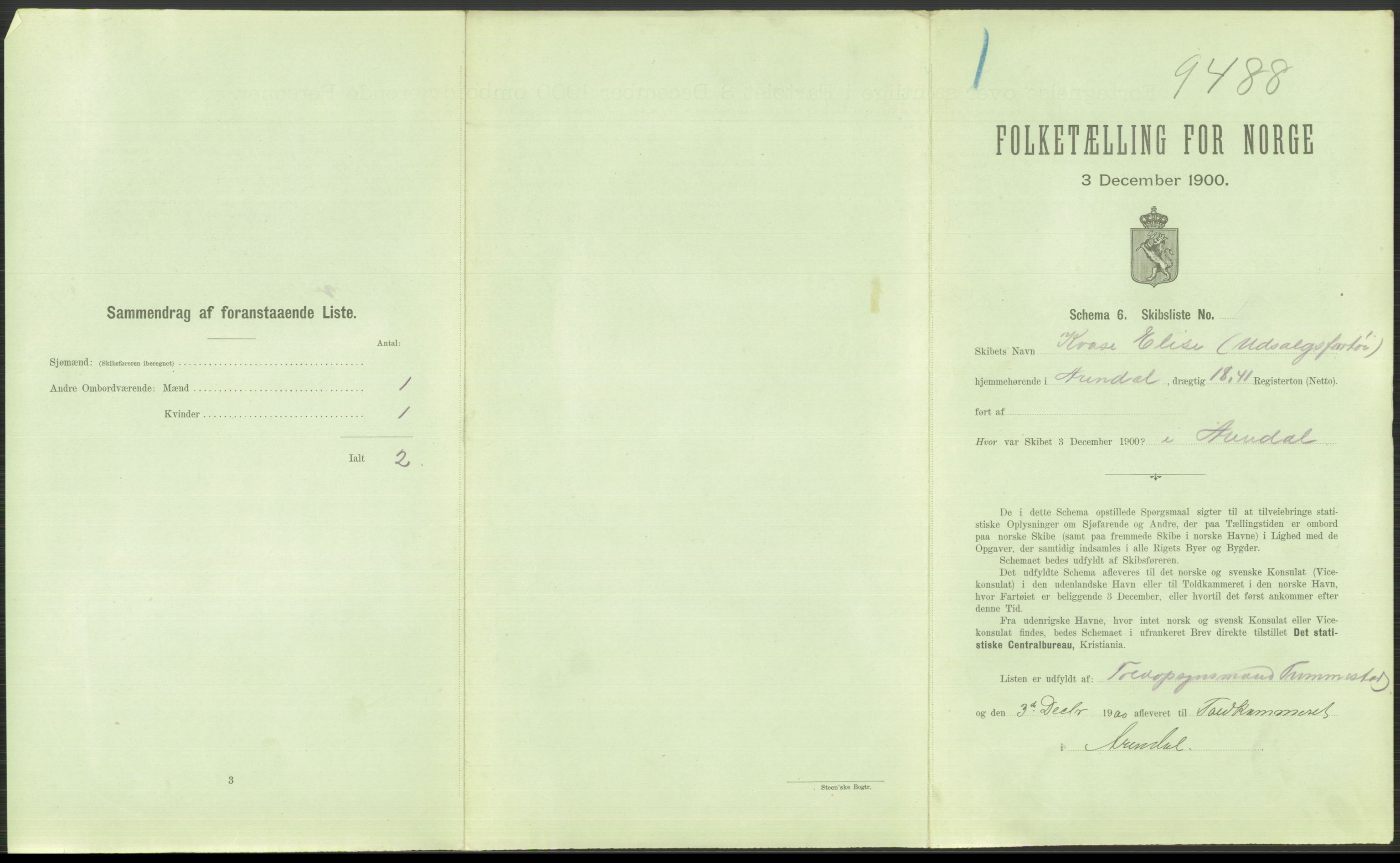 RA, 1900 Census - ship lists from ships in Norwegian harbours, harbours abroad and at sea, 1900, p. 667