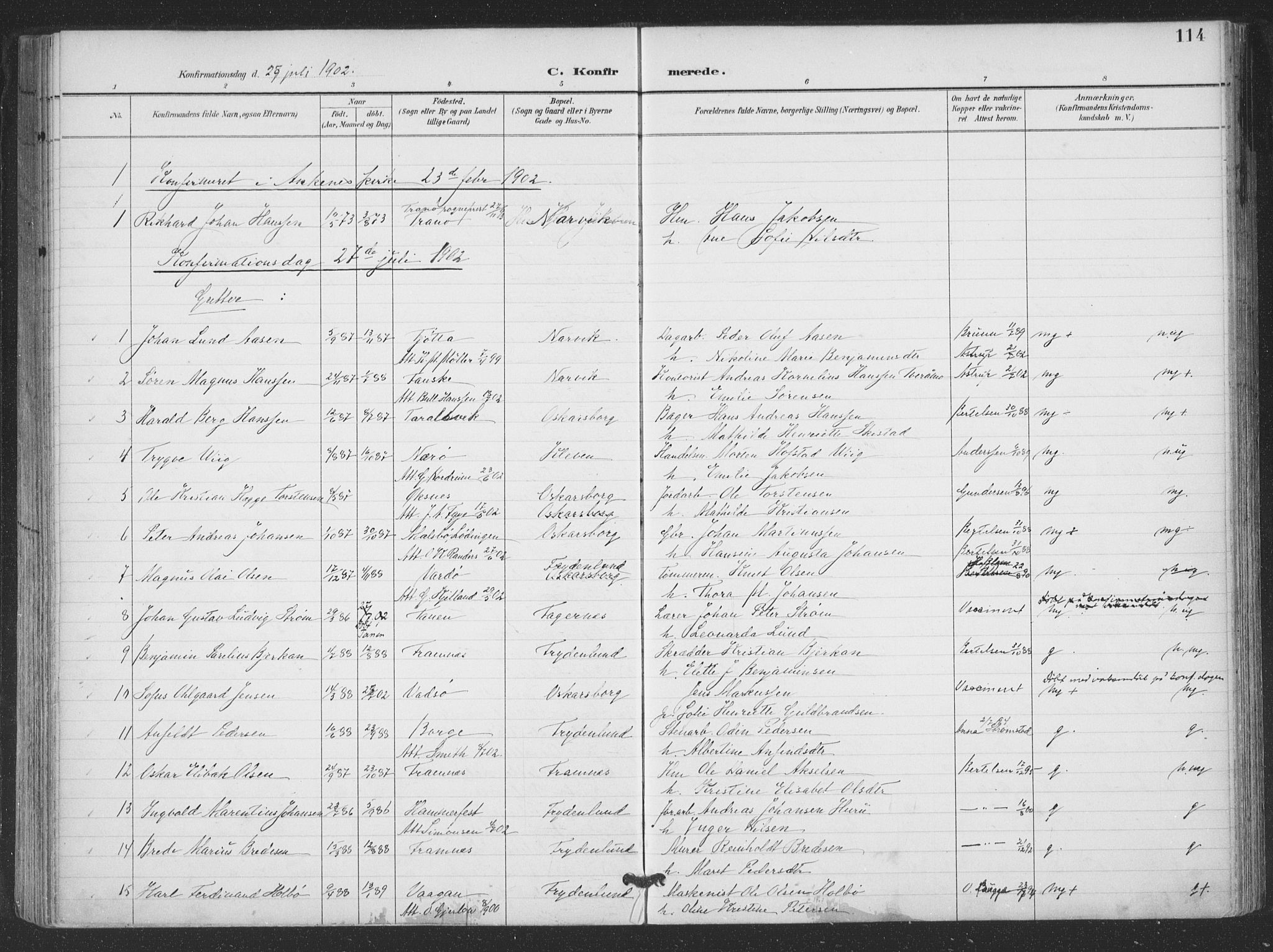 Ministerialprotokoller, klokkerbøker og fødselsregistre - Nordland, AV/SAT-A-1459/866/L0939: Parish register (official) no. 866A02, 1894-1906, p. 114