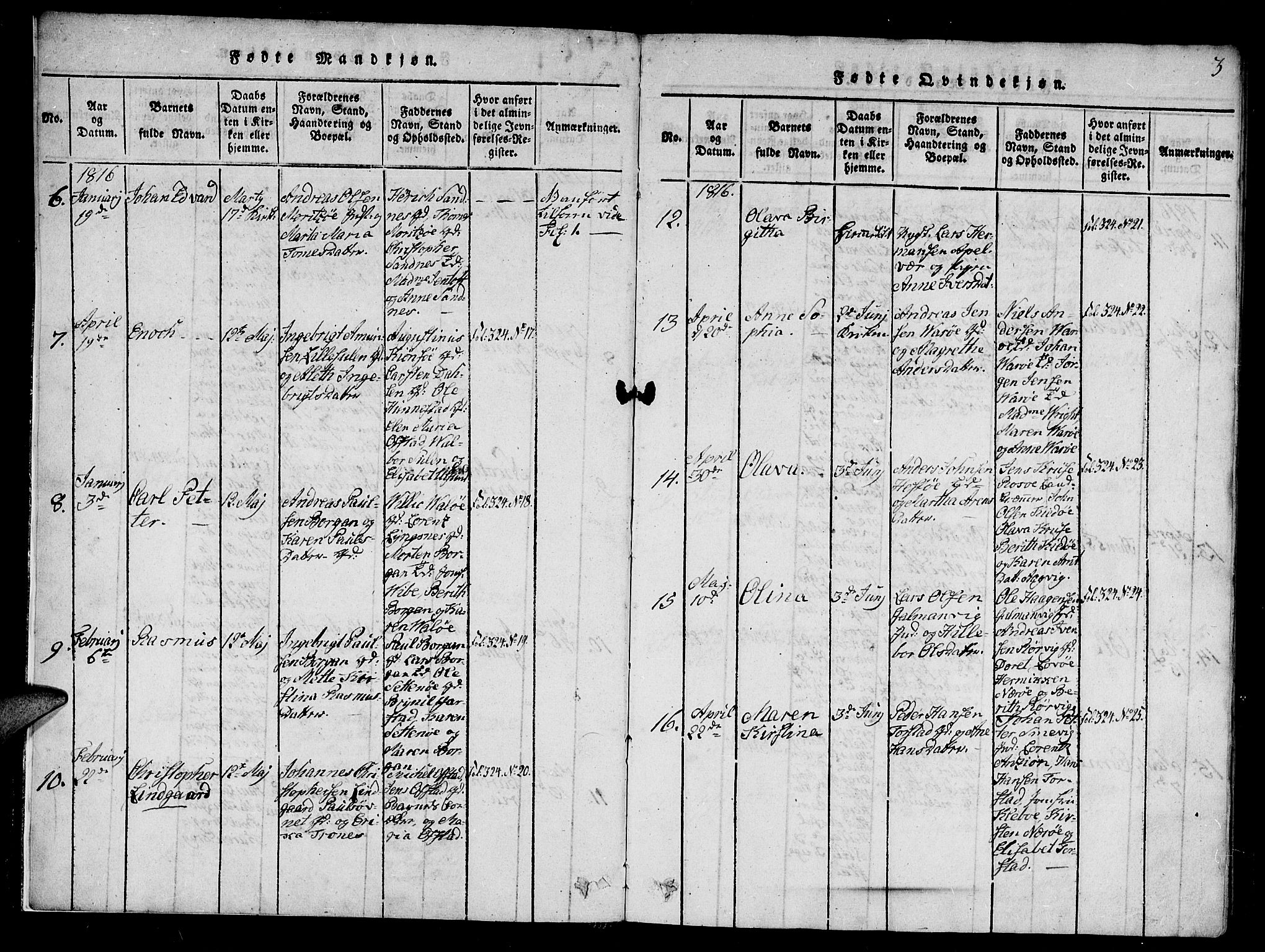 Ministerialprotokoller, klokkerbøker og fødselsregistre - Nord-Trøndelag, SAT/A-1458/784/L0667: Parish register (official) no. 784A03 /1, 1816-1829, p. 3