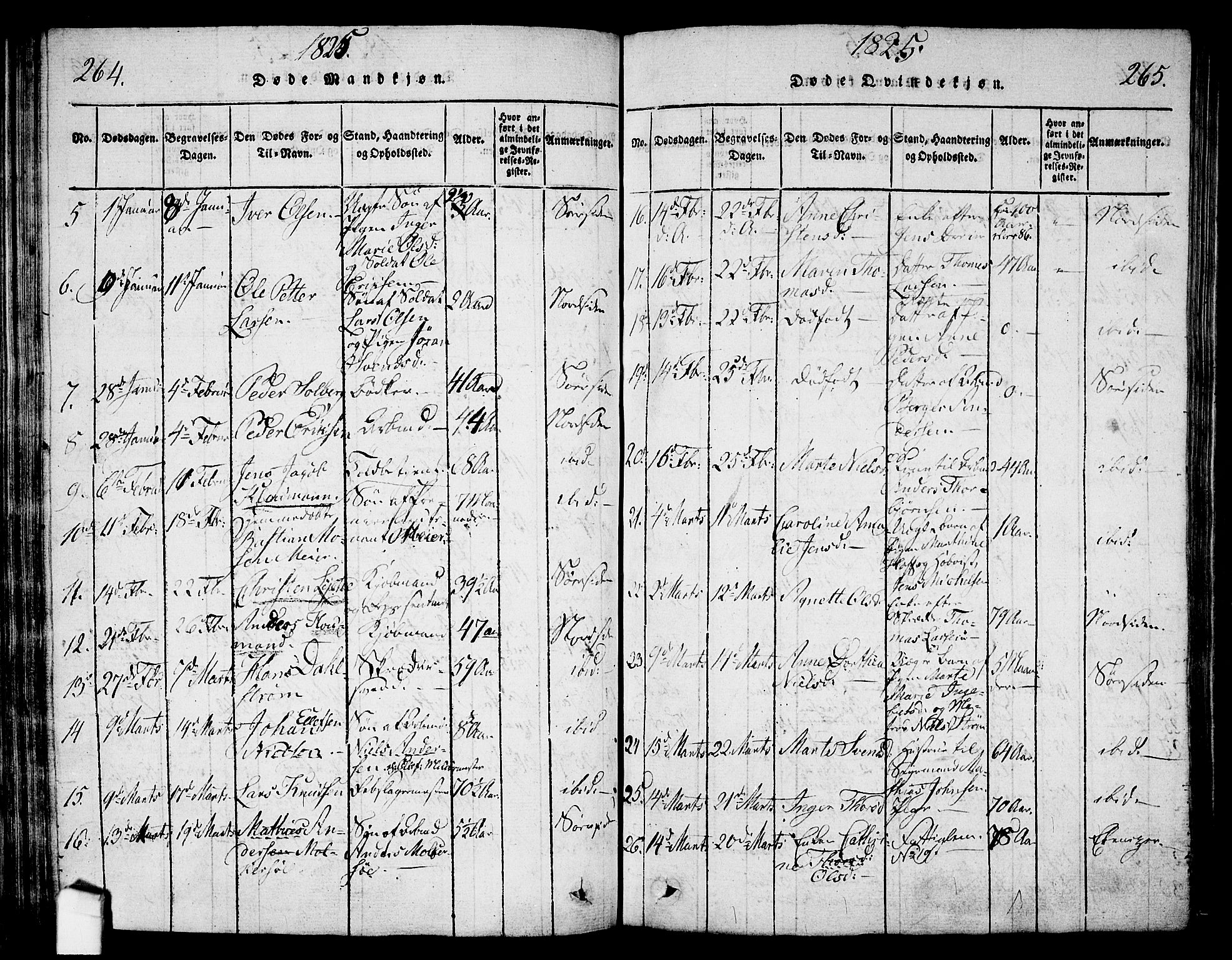 Halden prestekontor Kirkebøker, SAO/A-10909/G/Ga/L0001: Parish register (copy) no. 1, 1815-1833, p. 264-265