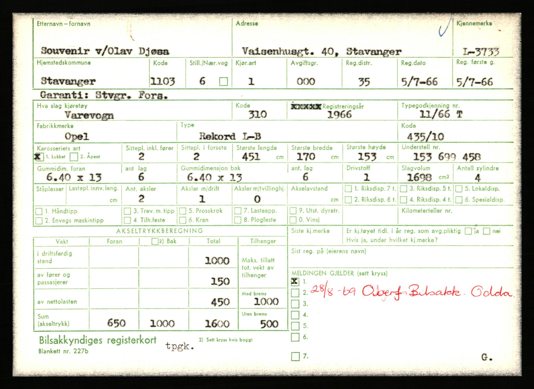 Stavanger trafikkstasjon, AV/SAST-A-101942/0/F/L0011: L-3700 - L-4199, 1930-1971, p. 205
