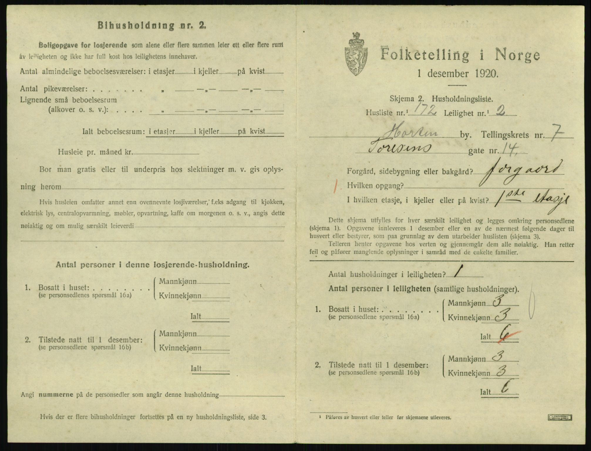 SAKO, 1920 census for Horten, 1920, p. 7839