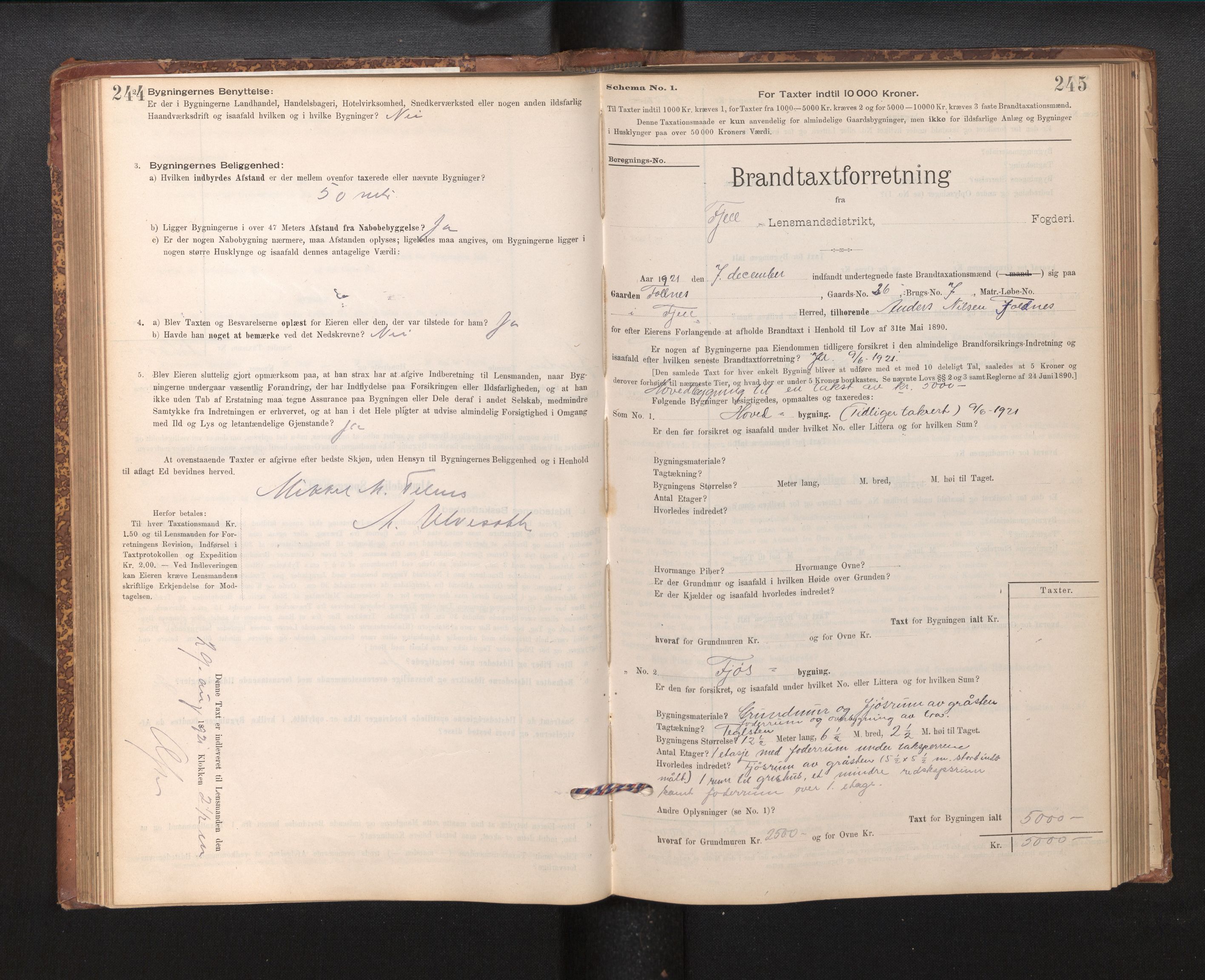 Lensmannen i Fjell, AV/SAB-A-32301/0012/L0005: Branntakstprotokoll, skjematakst, 1895-1931, p. 244-245