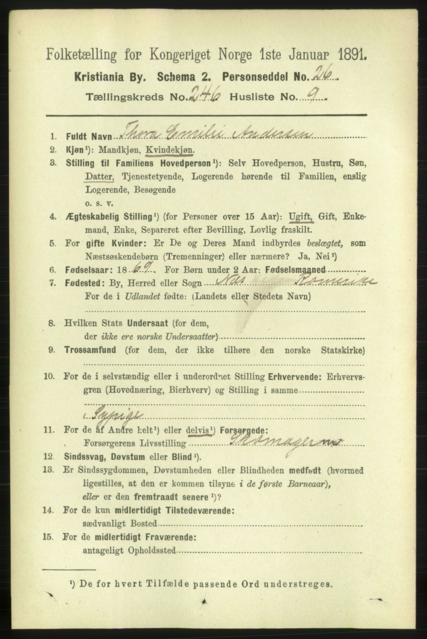 RA, 1891 census for 0301 Kristiania, 1891, p. 150097