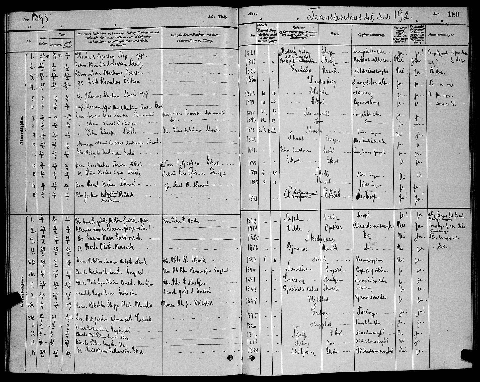 Ministerialprotokoller, klokkerbøker og fødselsregistre - Møre og Romsdal, AV/SAT-A-1454/524/L0365: Parish register (copy) no. 524C06, 1880-1899, p. 189