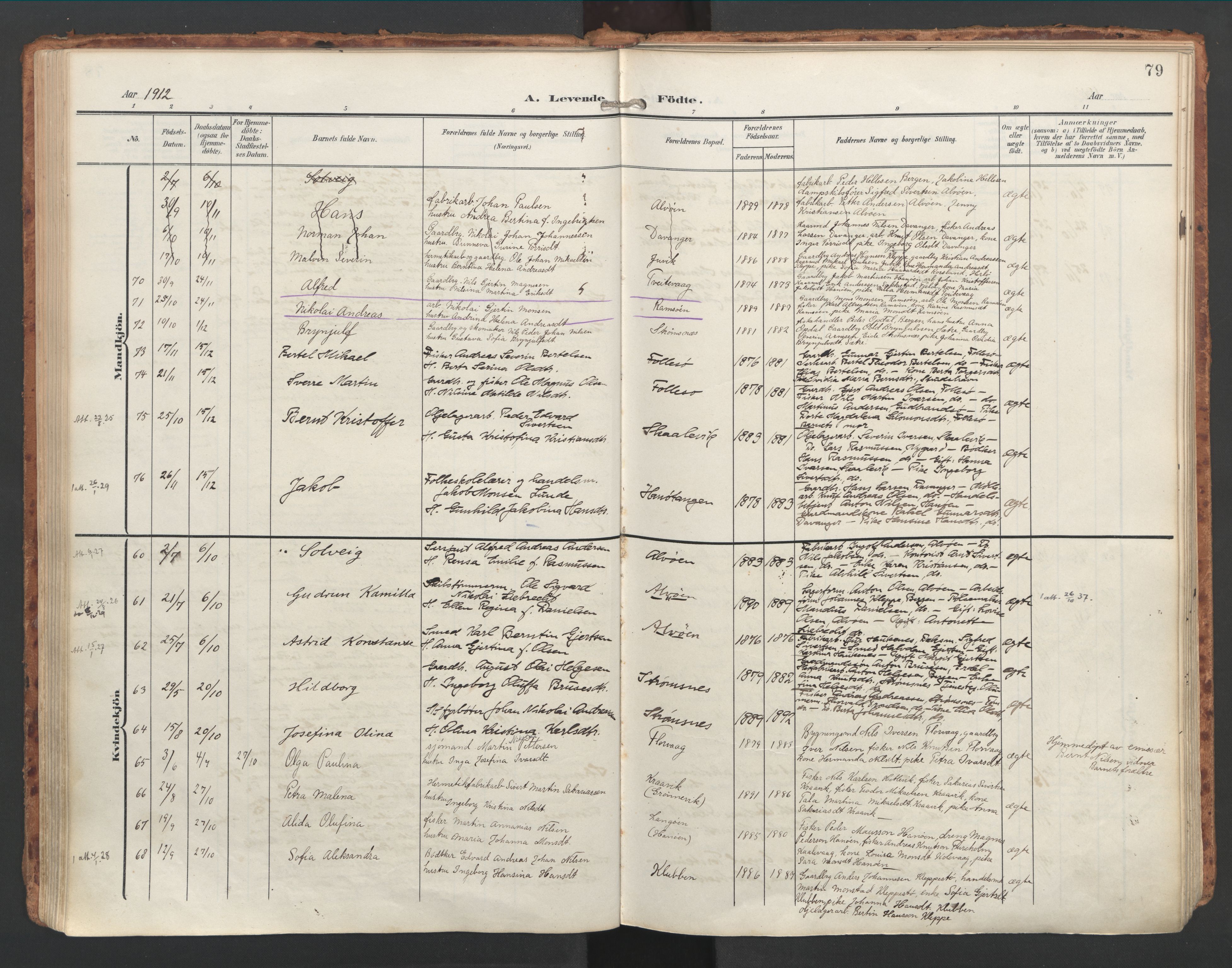 Askøy Sokneprestembete, AV/SAB-A-74101/H/Ha/Haa/Haac/L0002: Parish register (official) no. C 2, 1905-1922, p. 79
