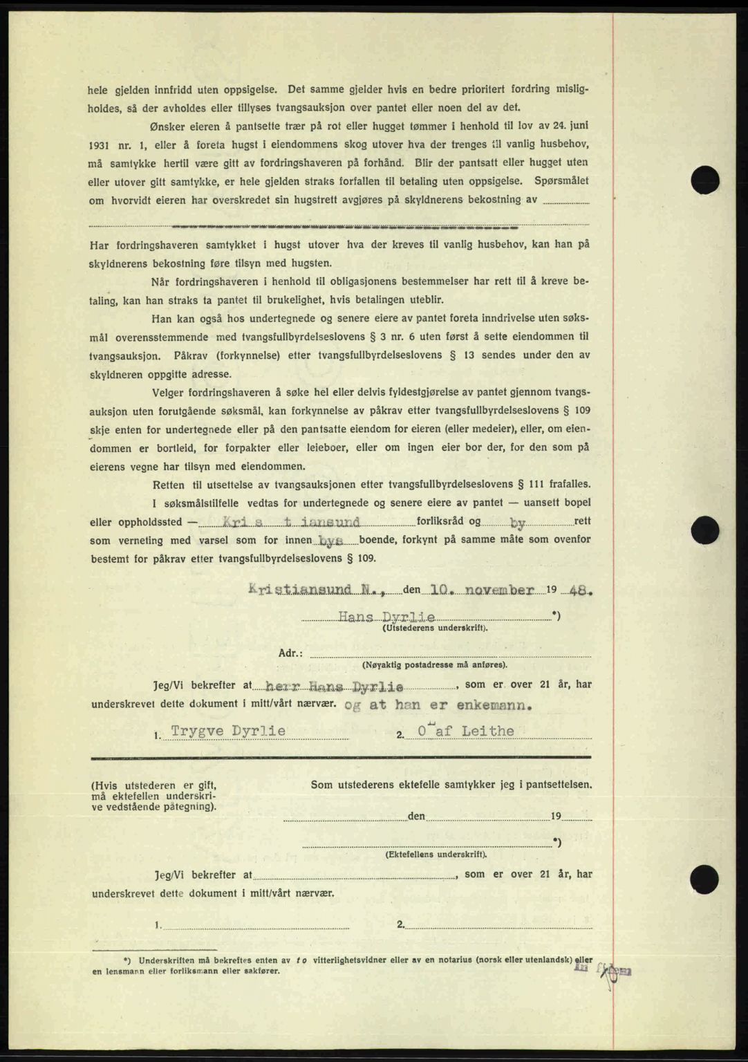 Kristiansund byfogd, AV/SAT-A-4587/A/27: Mortgage book no. 44, 1947-1948, Diary no: : 1559/1948