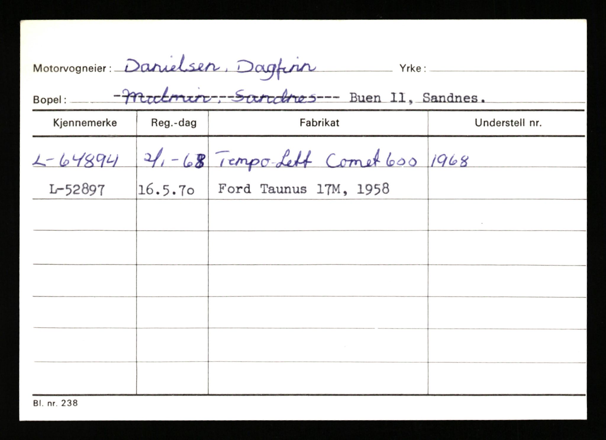 Stavanger trafikkstasjon, AV/SAST-A-101942/0/H/L0006: Dalva - Egersund, 1930-1971, p. 97