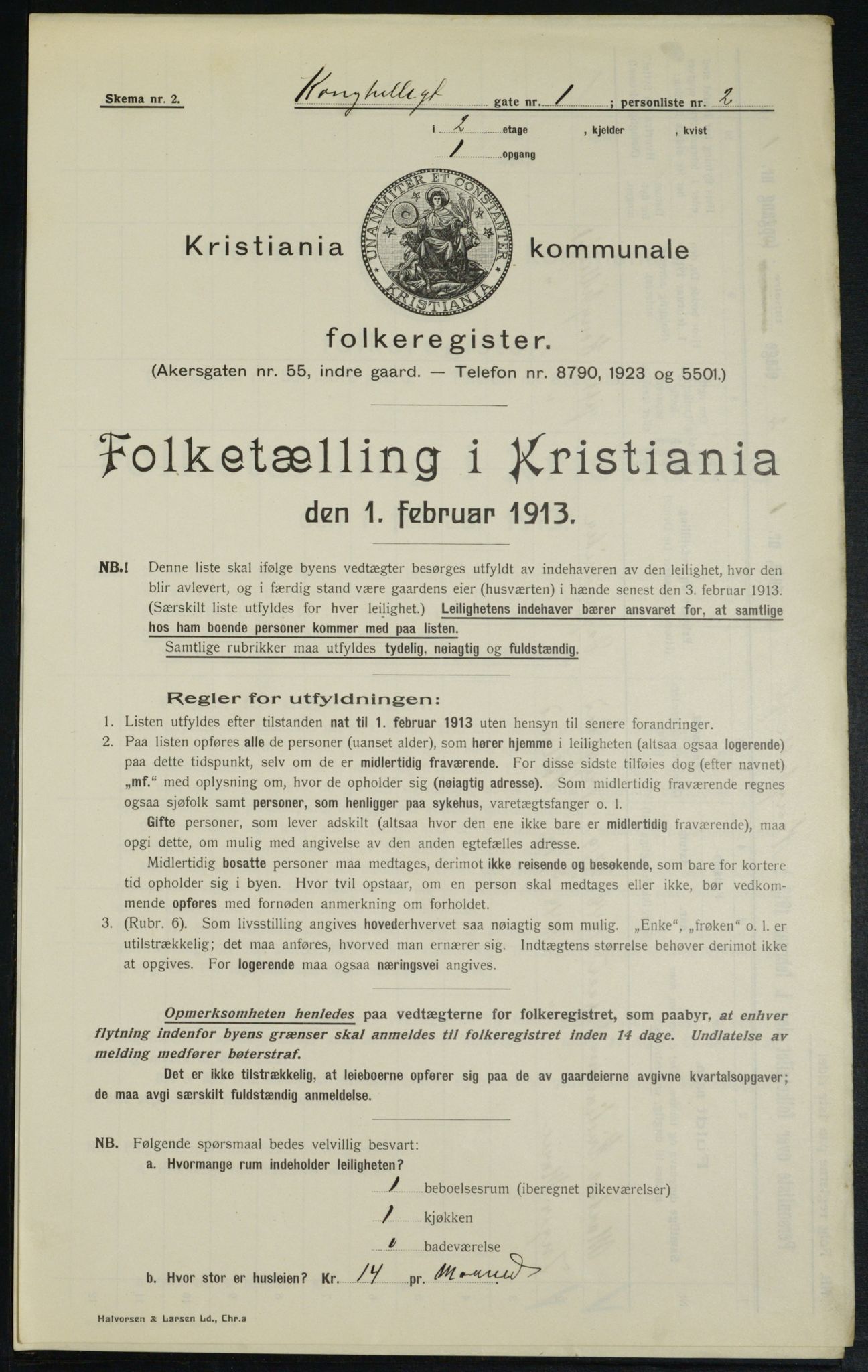 OBA, Municipal Census 1913 for Kristiania, 1913, p. 52380