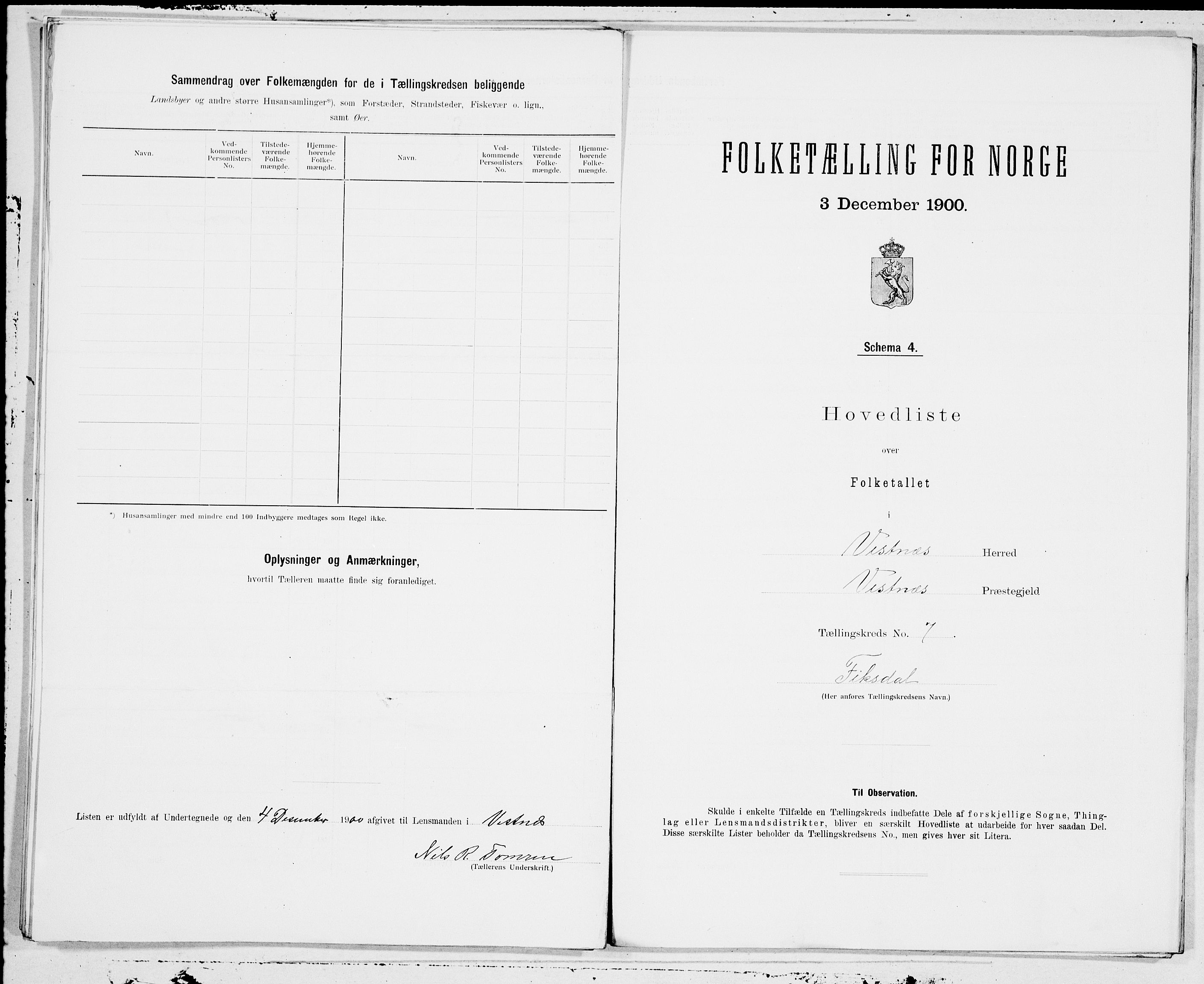 SAT, 1900 census for Vestnes, 1900, p. 14