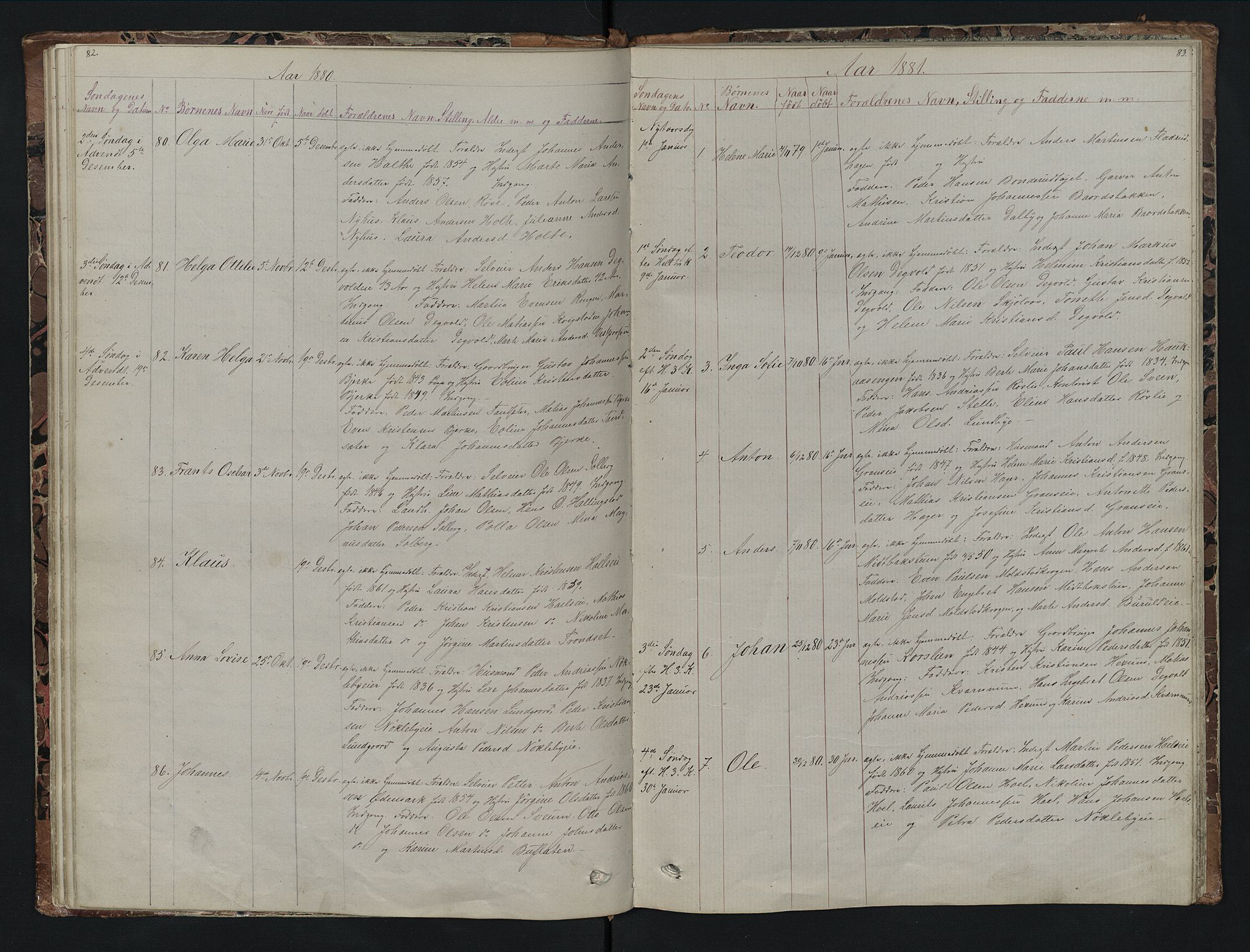 Vestre Toten prestekontor, SAH/PREST-108/H/Ha/Hab/L0007: Parish register (copy) no. 7, 1872-1900, p. 82-83